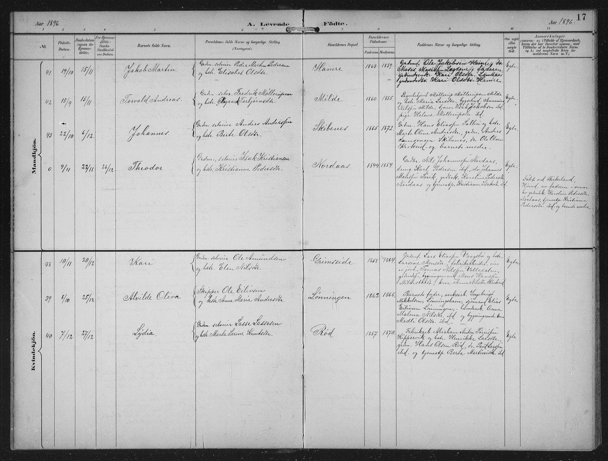 Fana Sokneprestembete, AV/SAB-A-75101/H/Hab/Haba/L0003: Parish register (copy) no. A 3, 1895-1902, p. 17