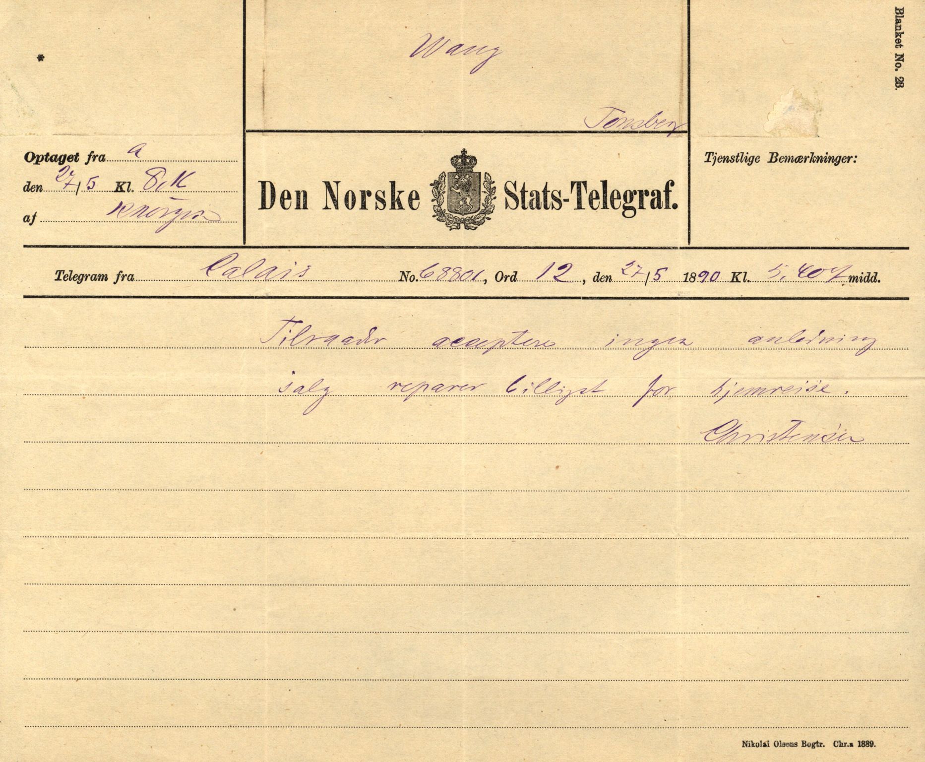 Pa 63 - Østlandske skibsassuranceforening, VEMU/A-1079/G/Ga/L0025/0004: Havaridokumenter / Imanuel, Hefhi, Guldregn, Haabet, Harald, Windsor, 1890, p. 94