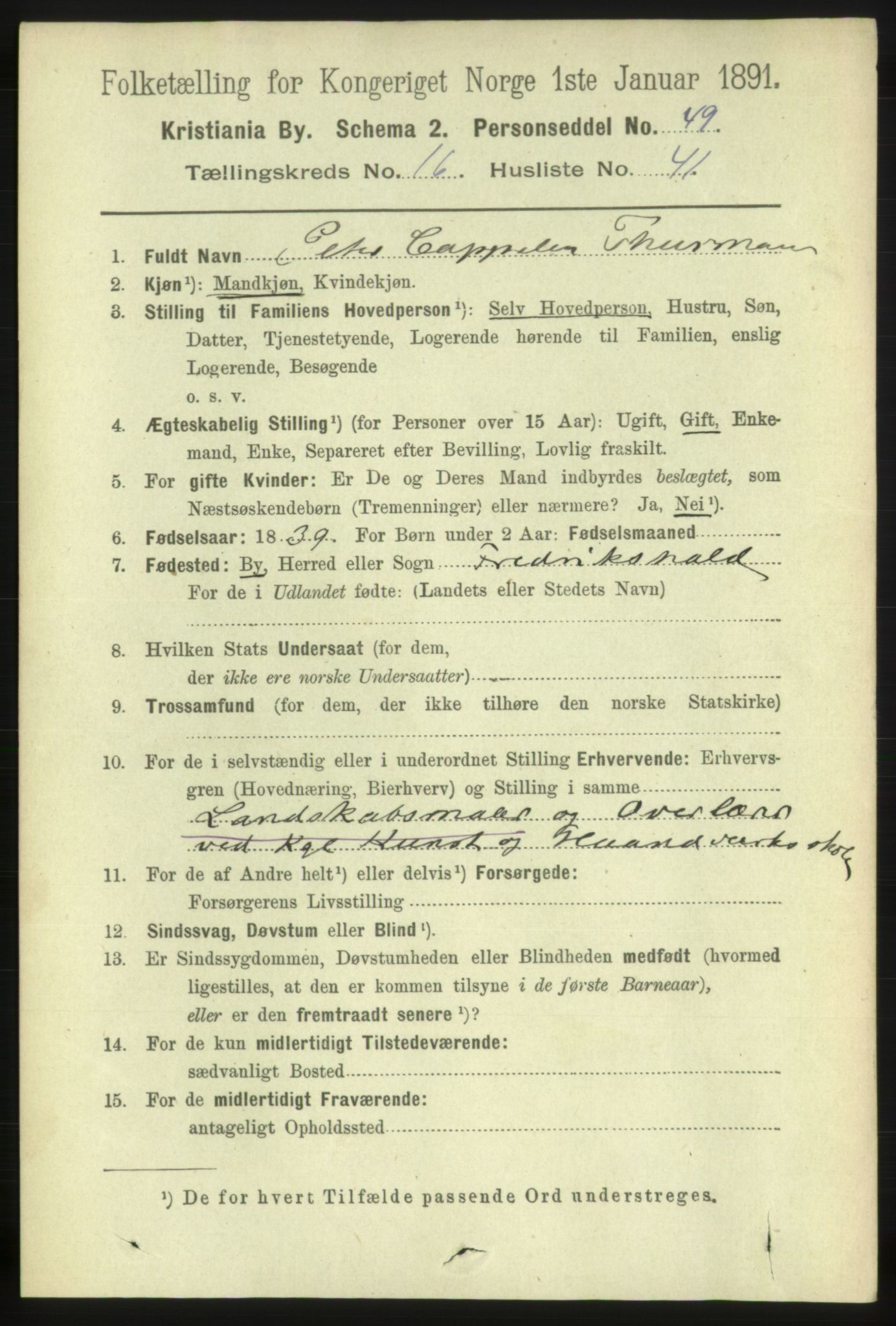 RA, 1891 census for 0301 Kristiania, 1891, p. 8037