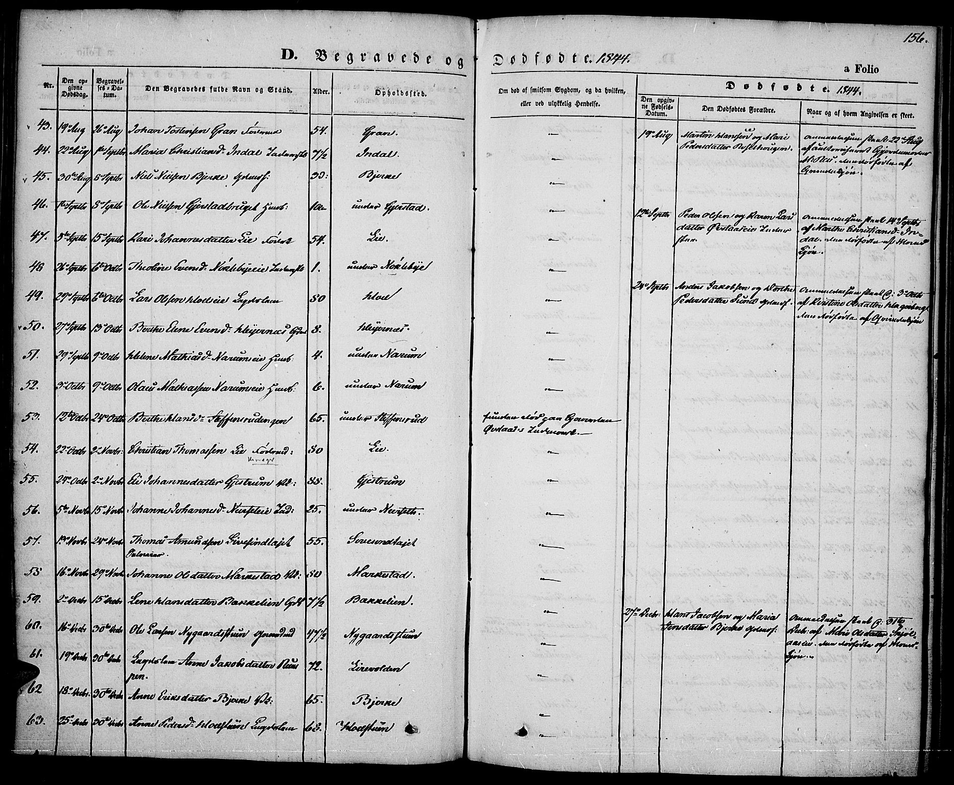 Vestre Toten prestekontor, SAH/PREST-108/H/Ha/Haa/L0004: Parish register (official) no. 4, 1844-1849, p. 156