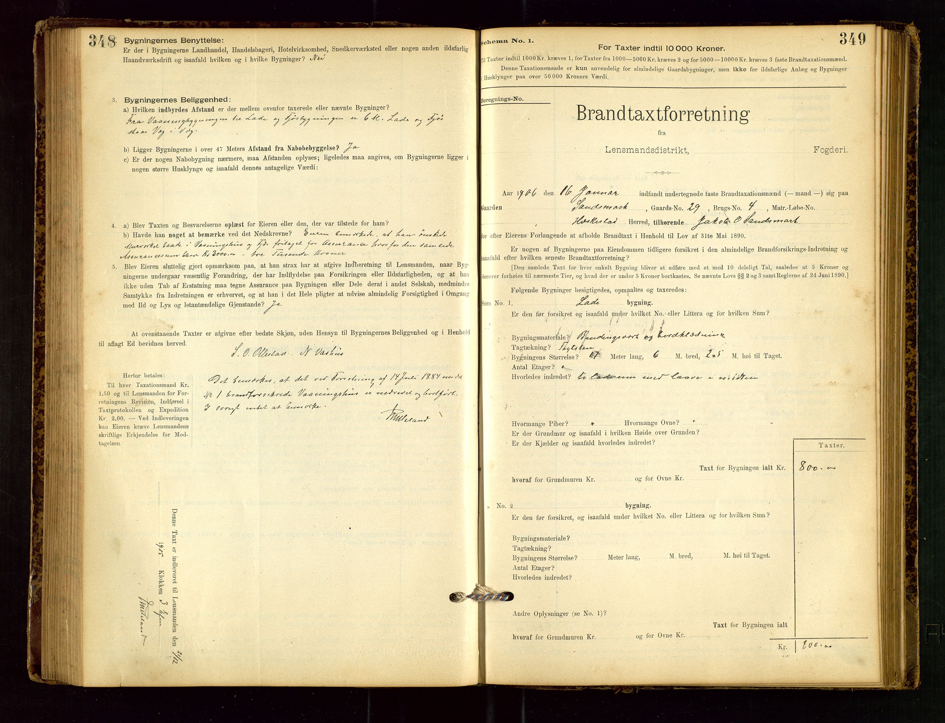 Heskestad lensmannskontor, AV/SAST-A-100304/Gob/L0001: "Brandtaxationsprotokol", 1894-1915, p. 348-349