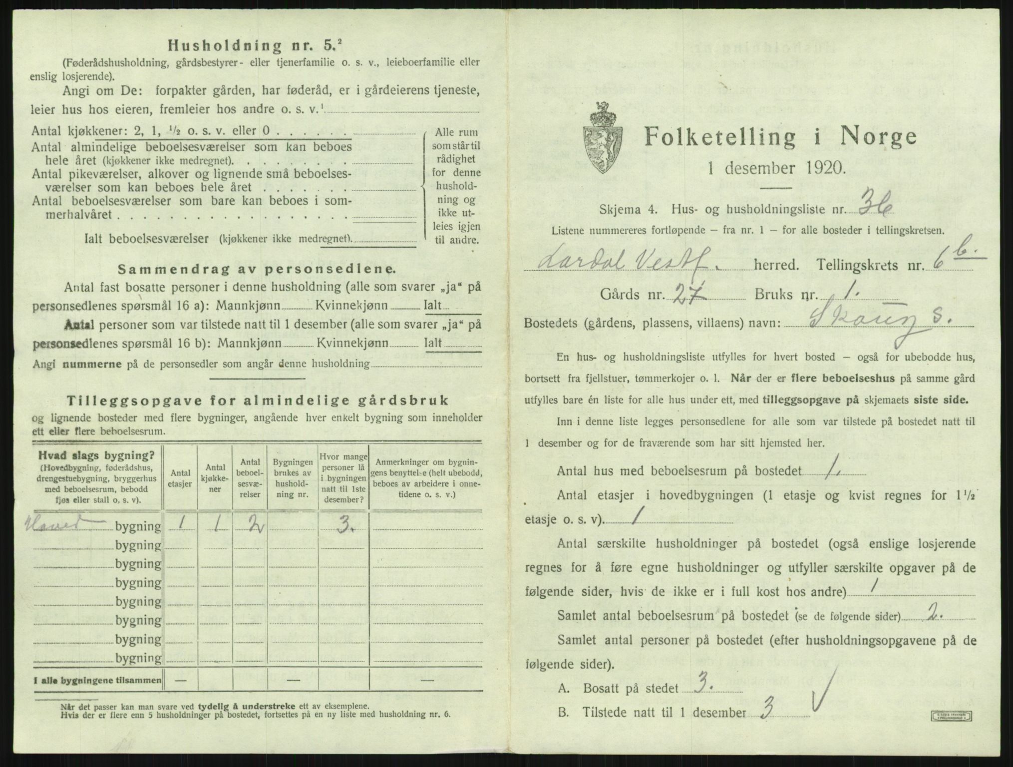 SAKO, 1920 census for Lardal, 1920, p. 991