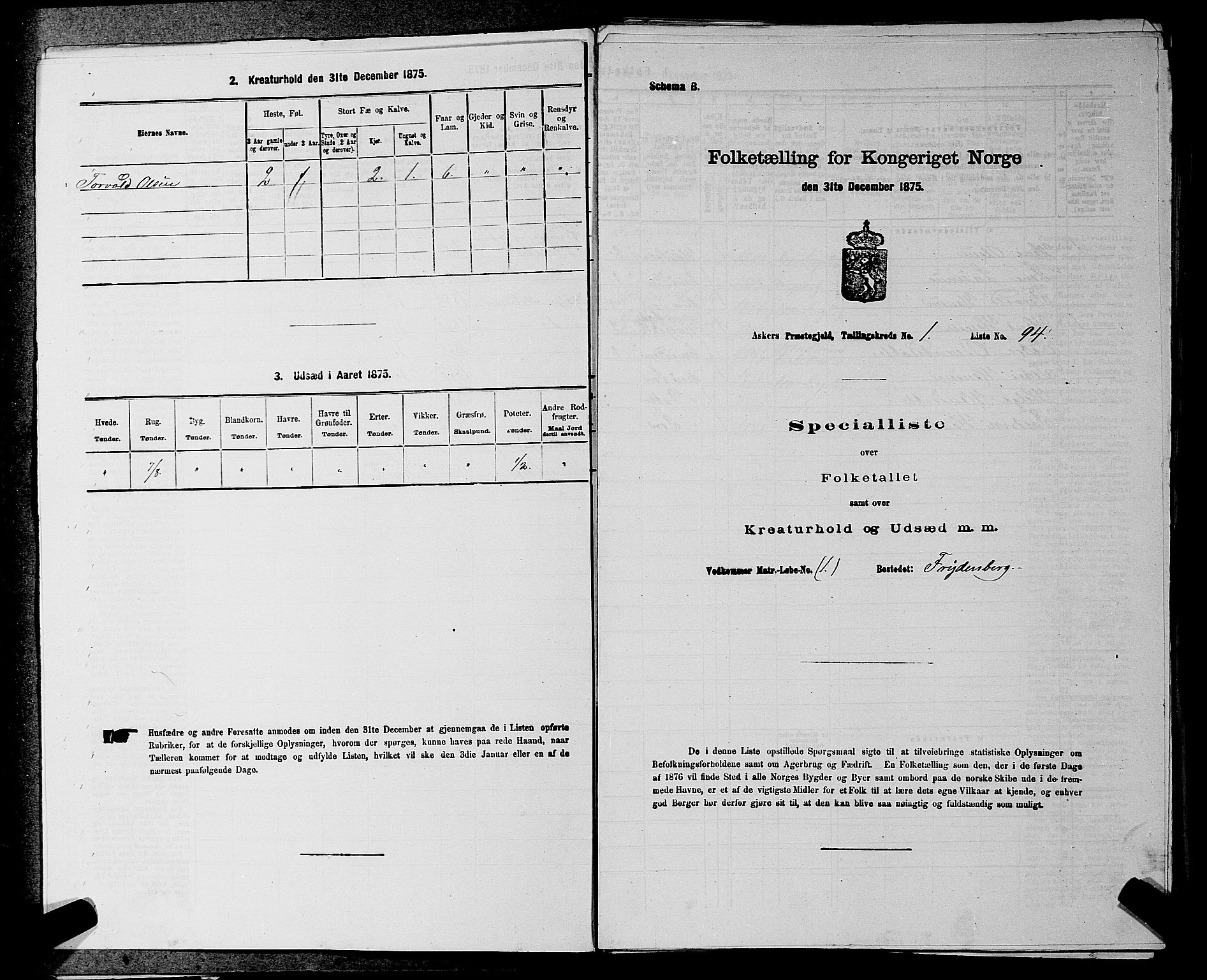 RA, 1875 census for 0220P Asker, 1875, p. 77