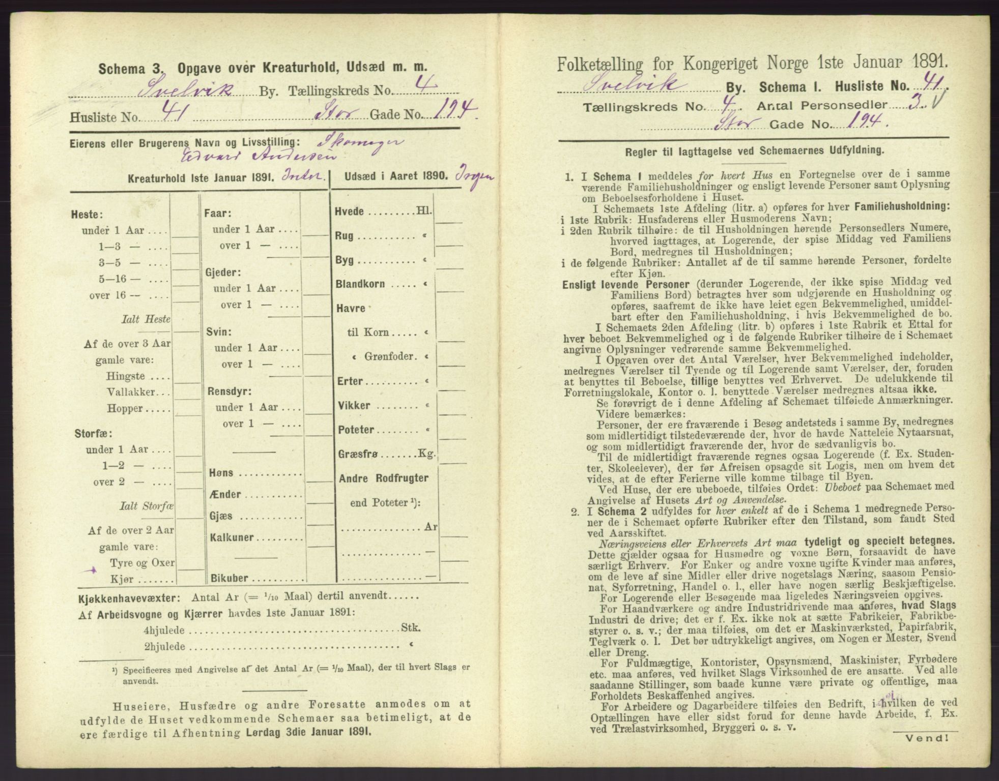 RA, 1891 census for 0701 Svelvik, 1891, p. 454