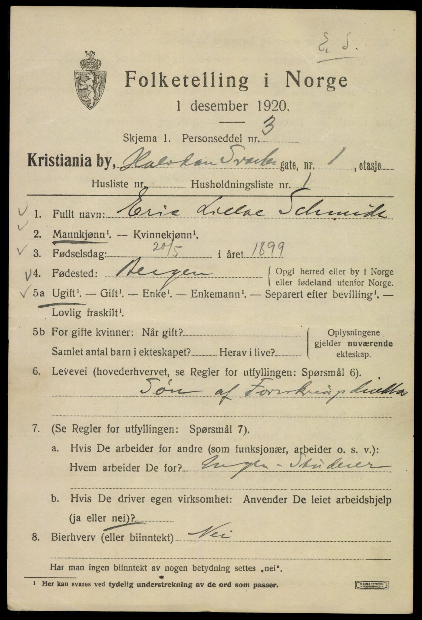 SAO, 1920 census for Kristiania, 1920, p. 267649