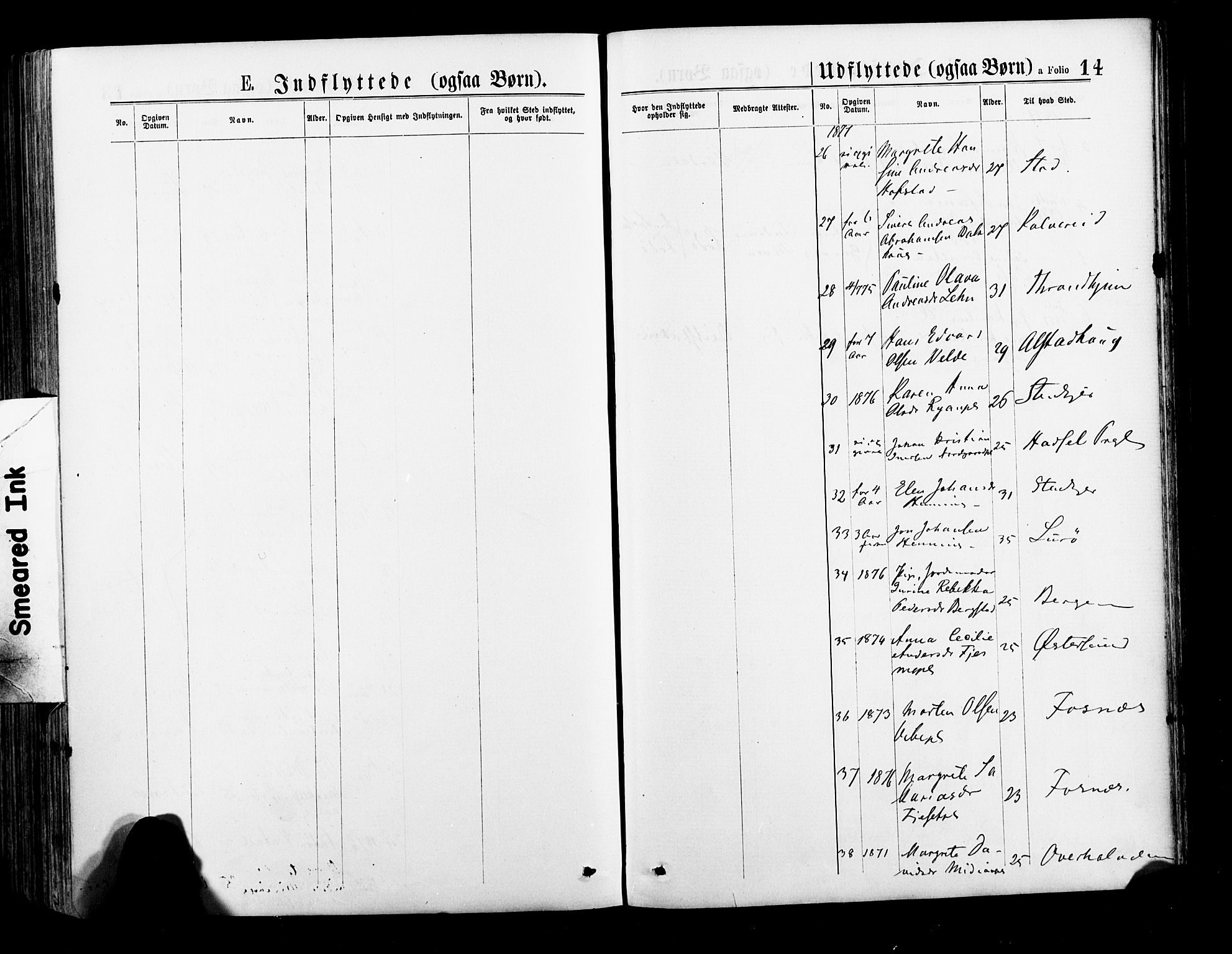 Ministerialprotokoller, klokkerbøker og fødselsregistre - Nord-Trøndelag, SAT/A-1458/735/L0348: Parish register (official) no. 735A09 /1, 1873-1883, p. 14