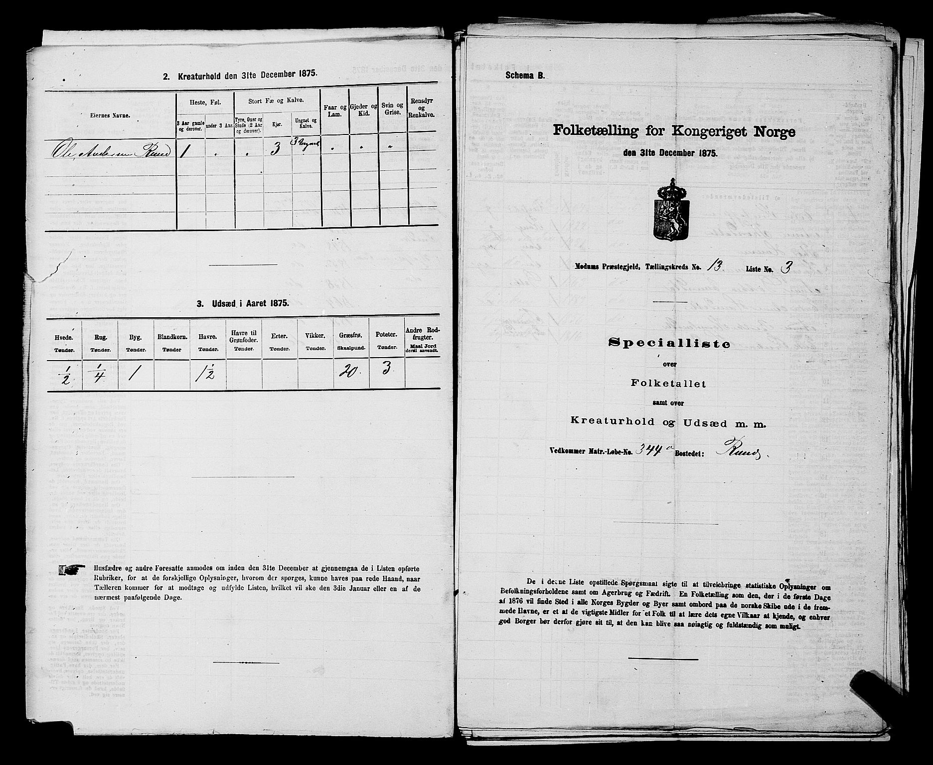 SAKO, 1875 census for 0623P Modum, 1875, p. 1632