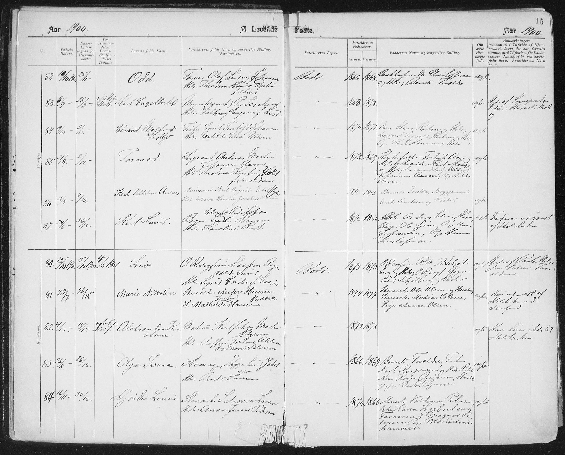 Ministerialprotokoller, klokkerbøker og fødselsregistre - Nordland, AV/SAT-A-1459/801/L0011: Parish register (official) no. 801A11, 1900-1916, p. 15