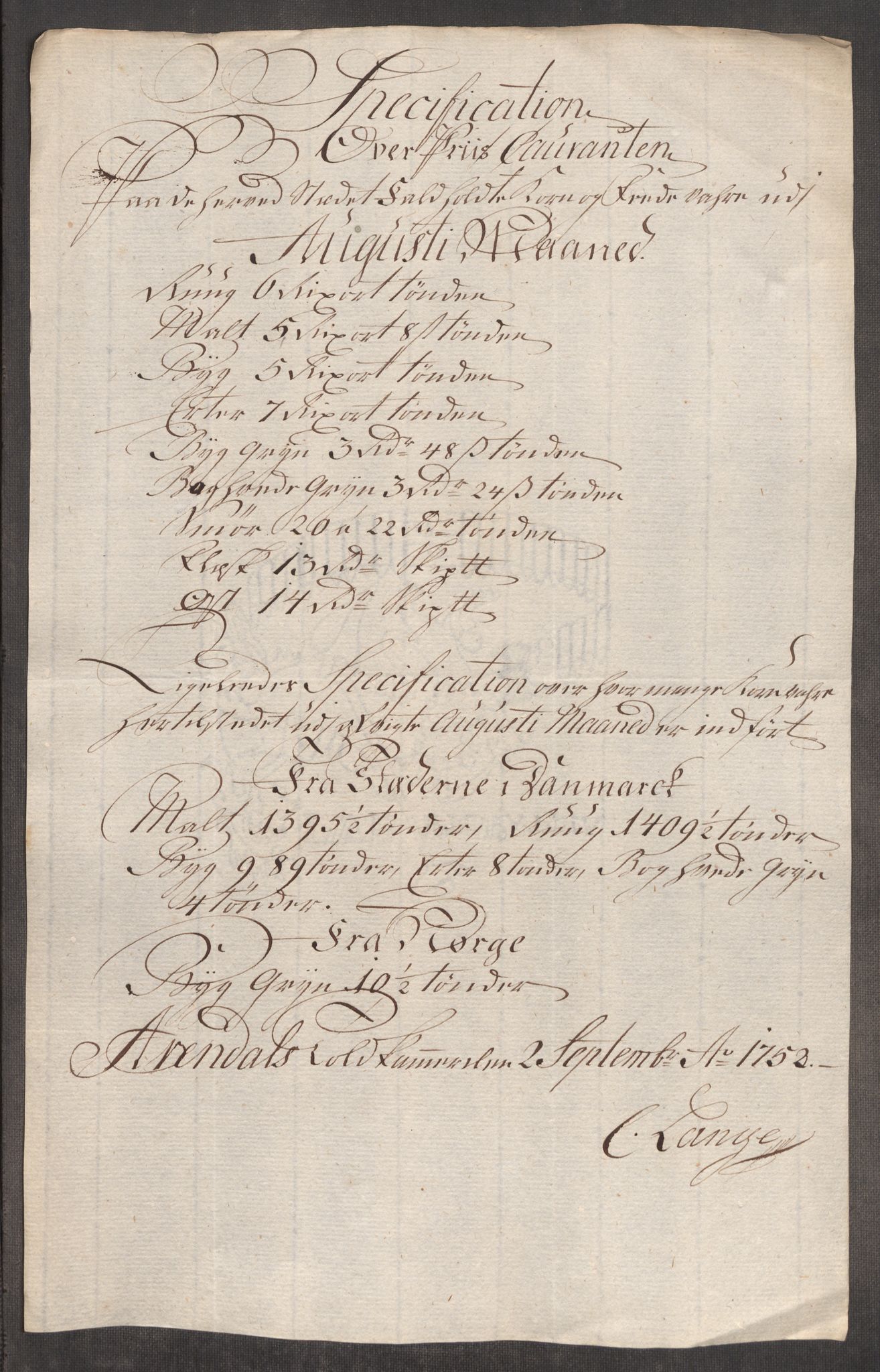 Rentekammeret inntil 1814, Realistisk ordnet avdeling, AV/RA-EA-4070/Oe/L0004: [Ø1]: Priskuranter, 1749-1752, p. 970