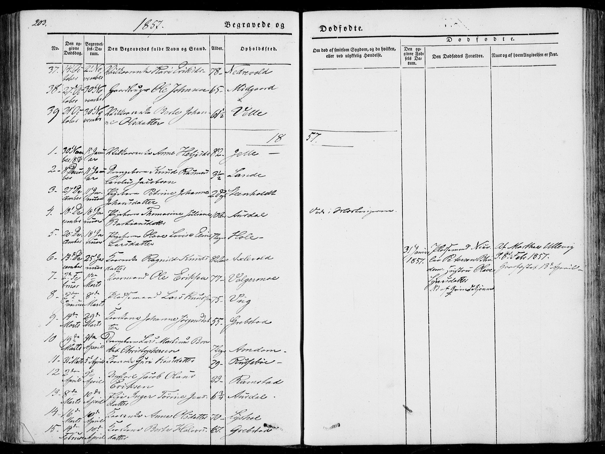 Ministerialprotokoller, klokkerbøker og fødselsregistre - Møre og Romsdal, AV/SAT-A-1454/522/L0313: Parish register (official) no. 522A08, 1852-1862, p. 203