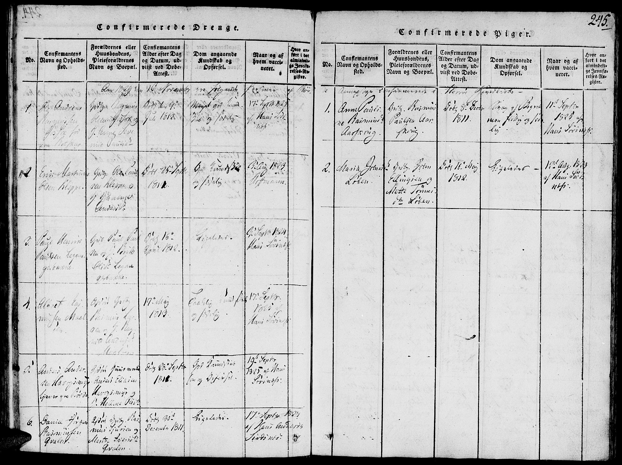 Ministerialprotokoller, klokkerbøker og fødselsregistre - Møre og Romsdal, SAT/A-1454/504/L0054: Parish register (official) no. 504A01, 1816-1861, p. 245