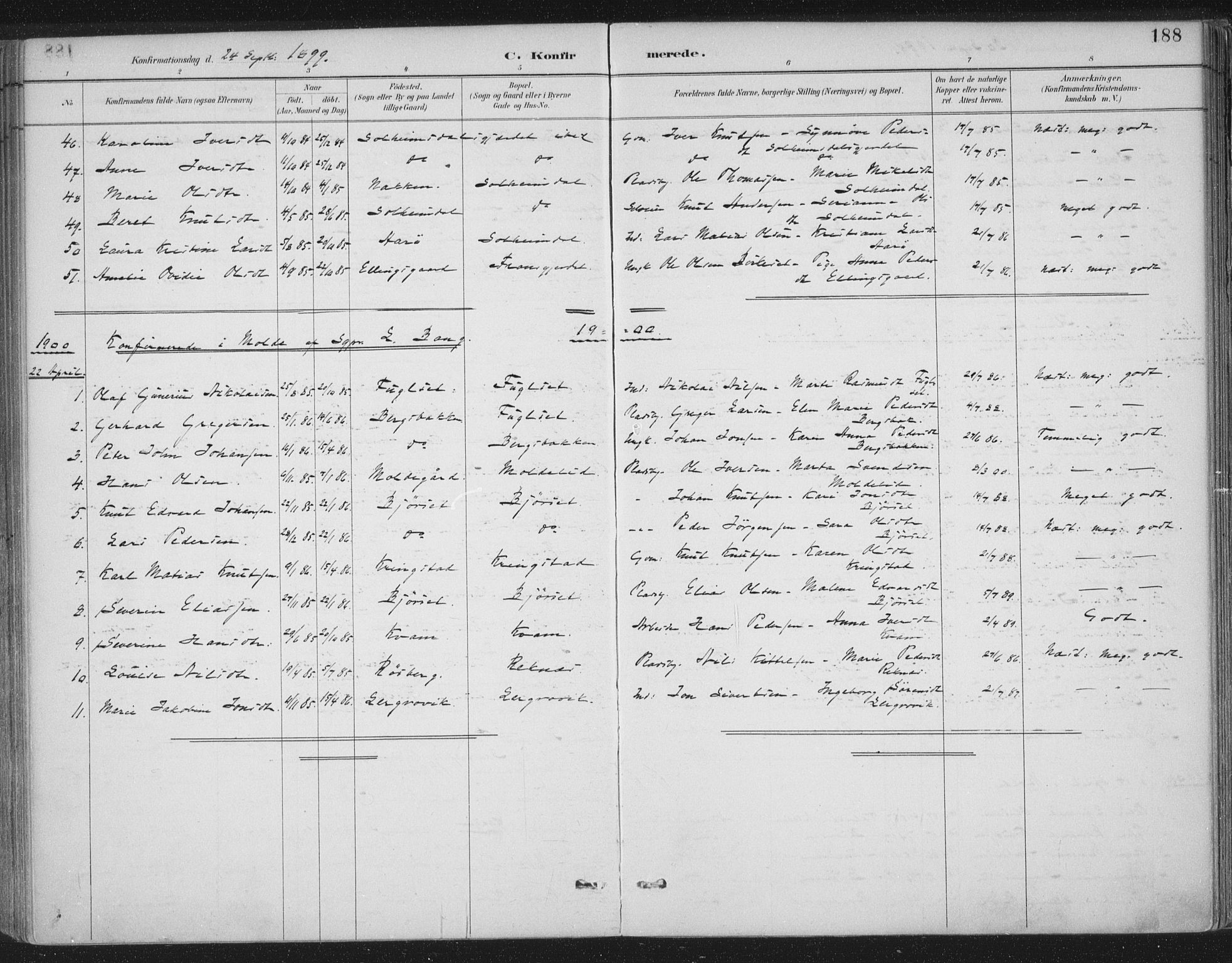 Ministerialprotokoller, klokkerbøker og fødselsregistre - Møre og Romsdal, SAT/A-1454/555/L0658: Parish register (official) no. 555A09, 1887-1917, p. 188