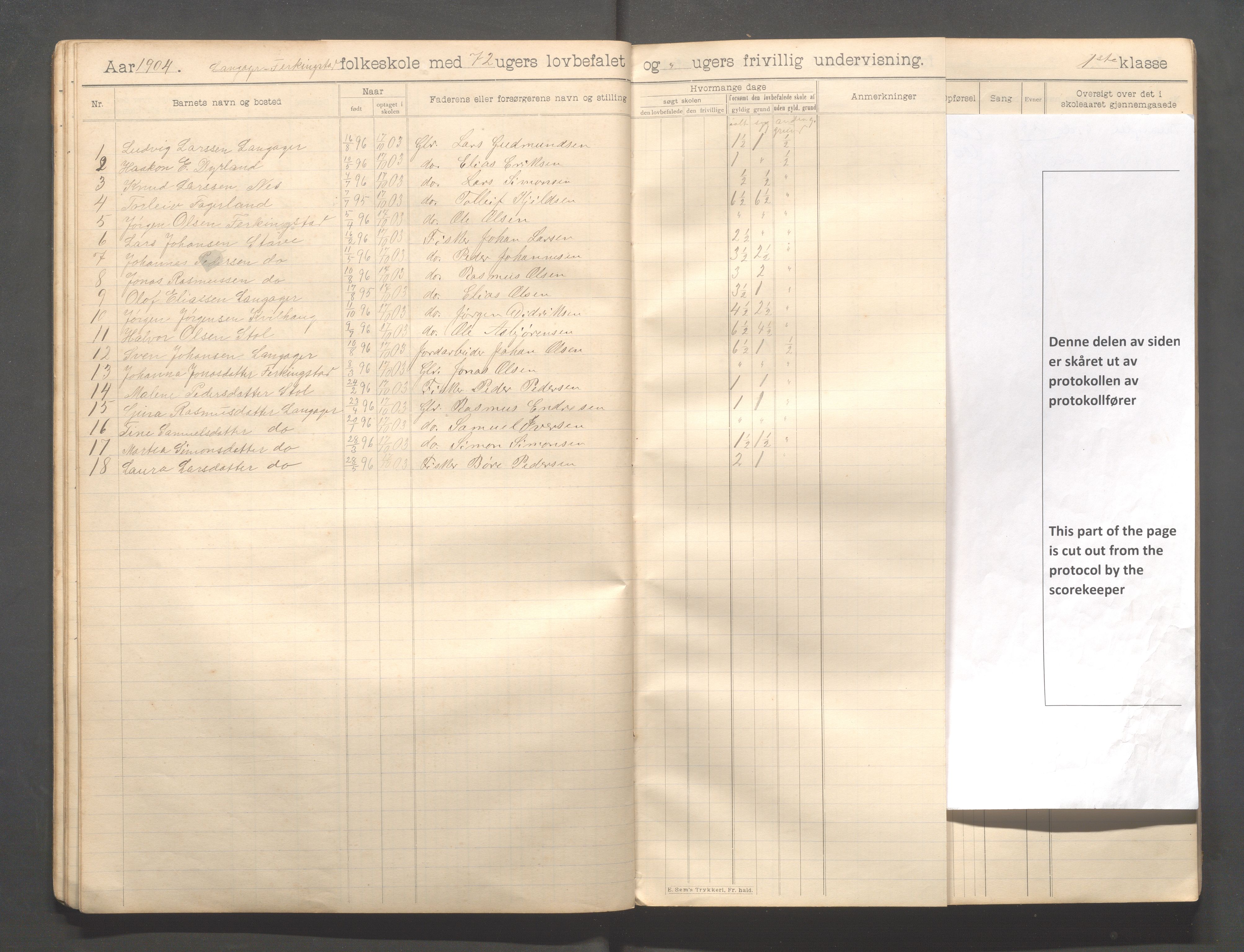 Skudenes kommune - Langåker - Ferkingstad skole, IKAR/A-303/H/L0002: Skoleprotokoll 1.-6. kl., 1903-1910, p. 23