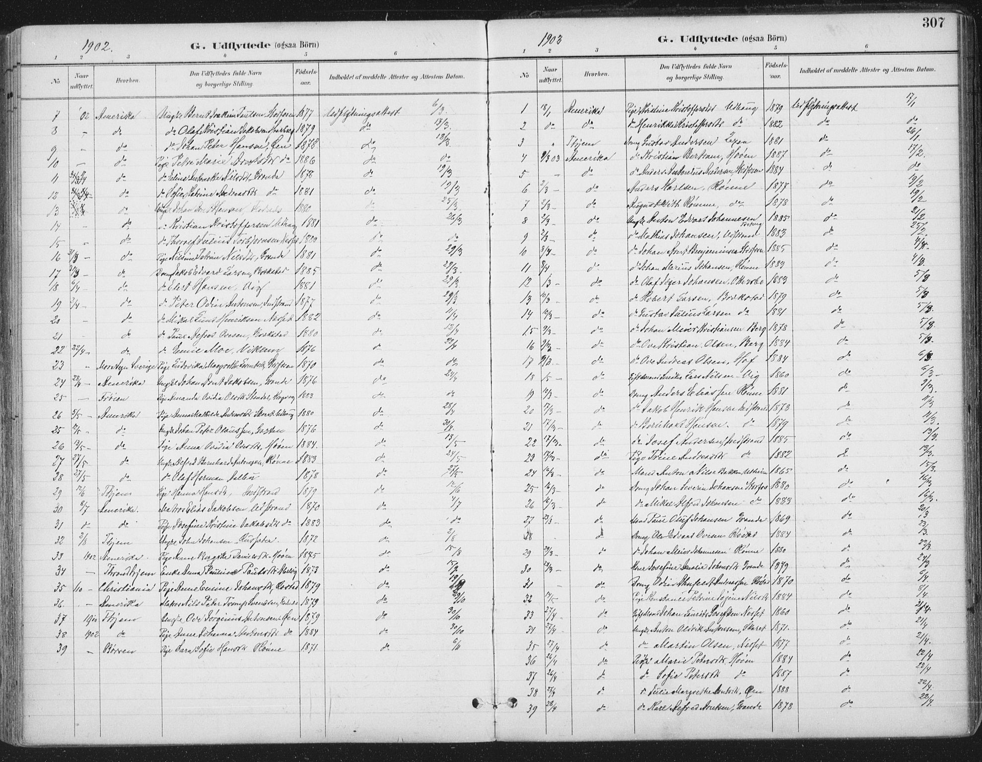 Ministerialprotokoller, klokkerbøker og fødselsregistre - Sør-Trøndelag, SAT/A-1456/659/L0743: Parish register (official) no. 659A13, 1893-1910, p. 307