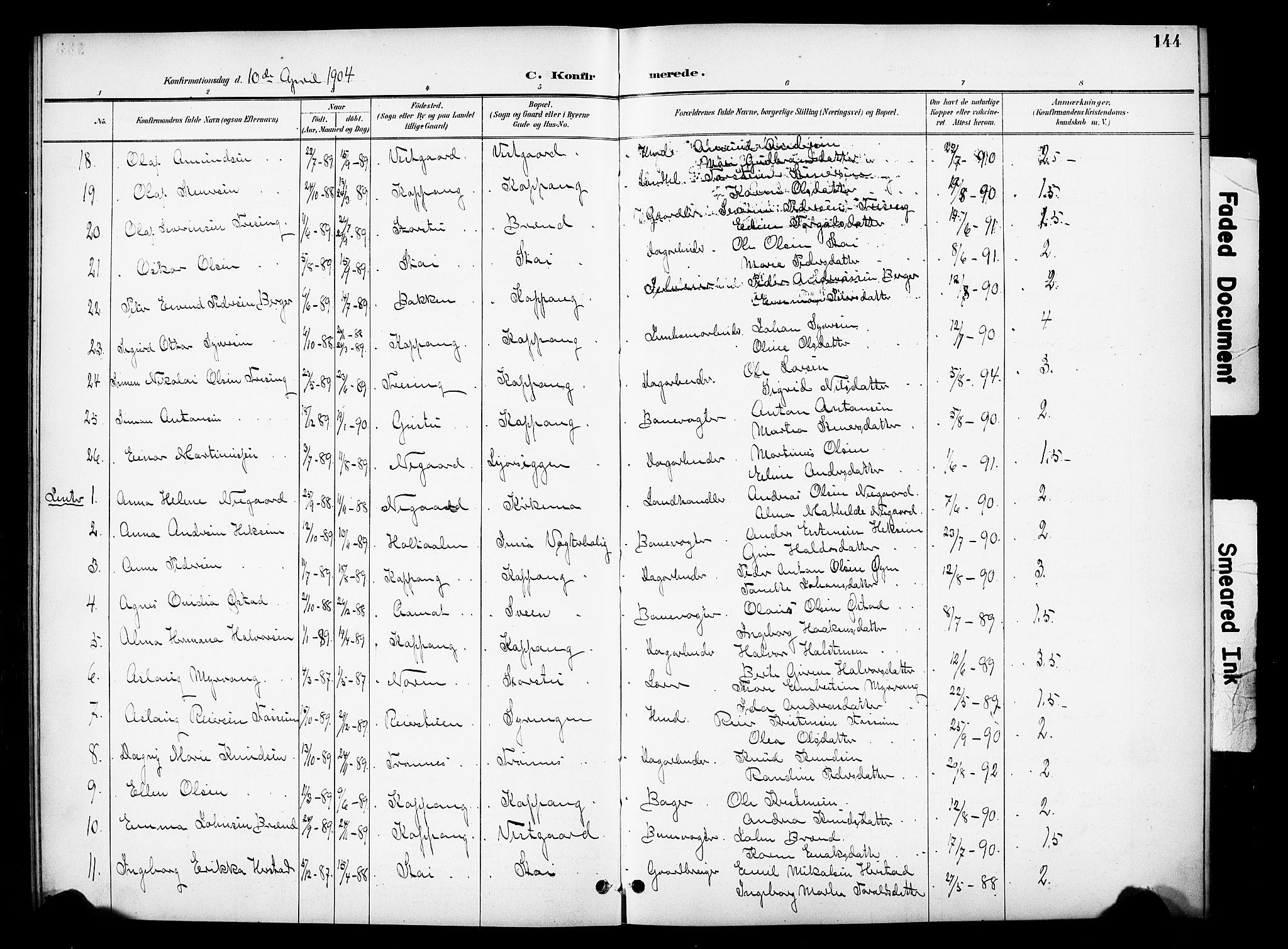 Stor-Elvdal prestekontor, SAH/PREST-052/H/Ha/Hab/L0003: Parish register (copy) no. 3, 1895-1917, p. 144