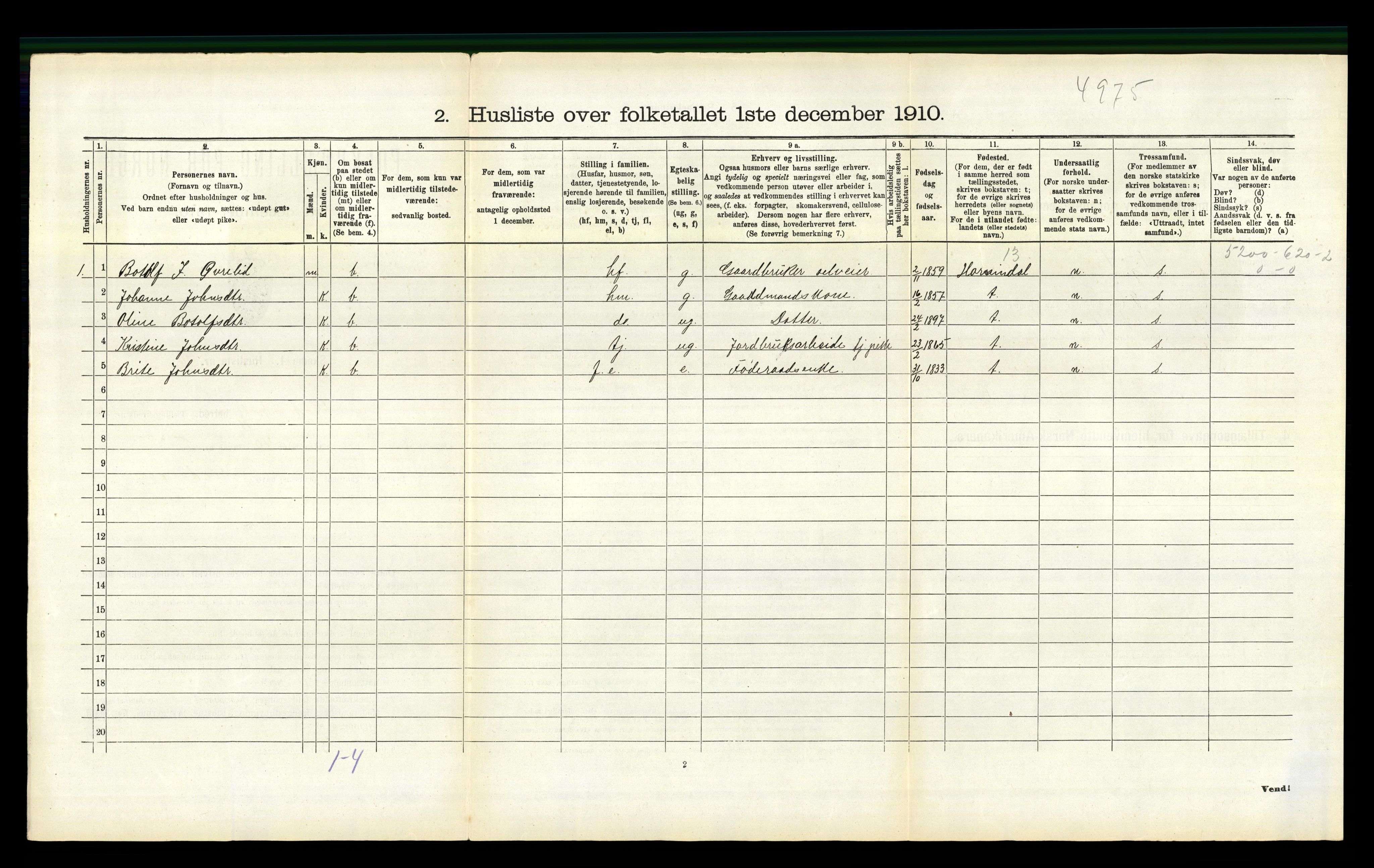 RA, 1910 census for Eid, 1910, p. 462