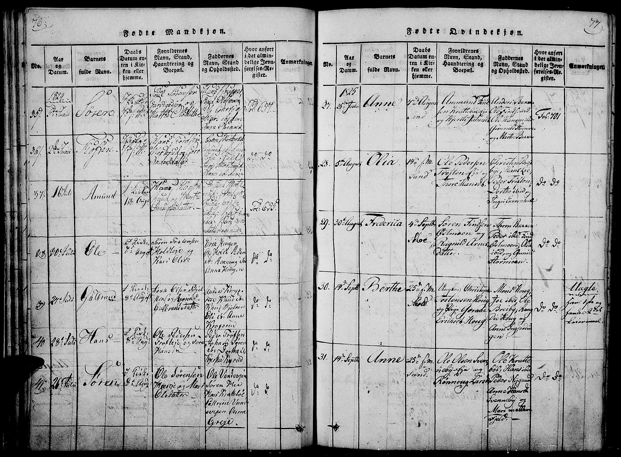 Nord-Odal prestekontor, AV/SAH-PREST-032/H/Ha/Haa/L0001: Parish register (official) no. 1, 1819-1838, p. 76-77