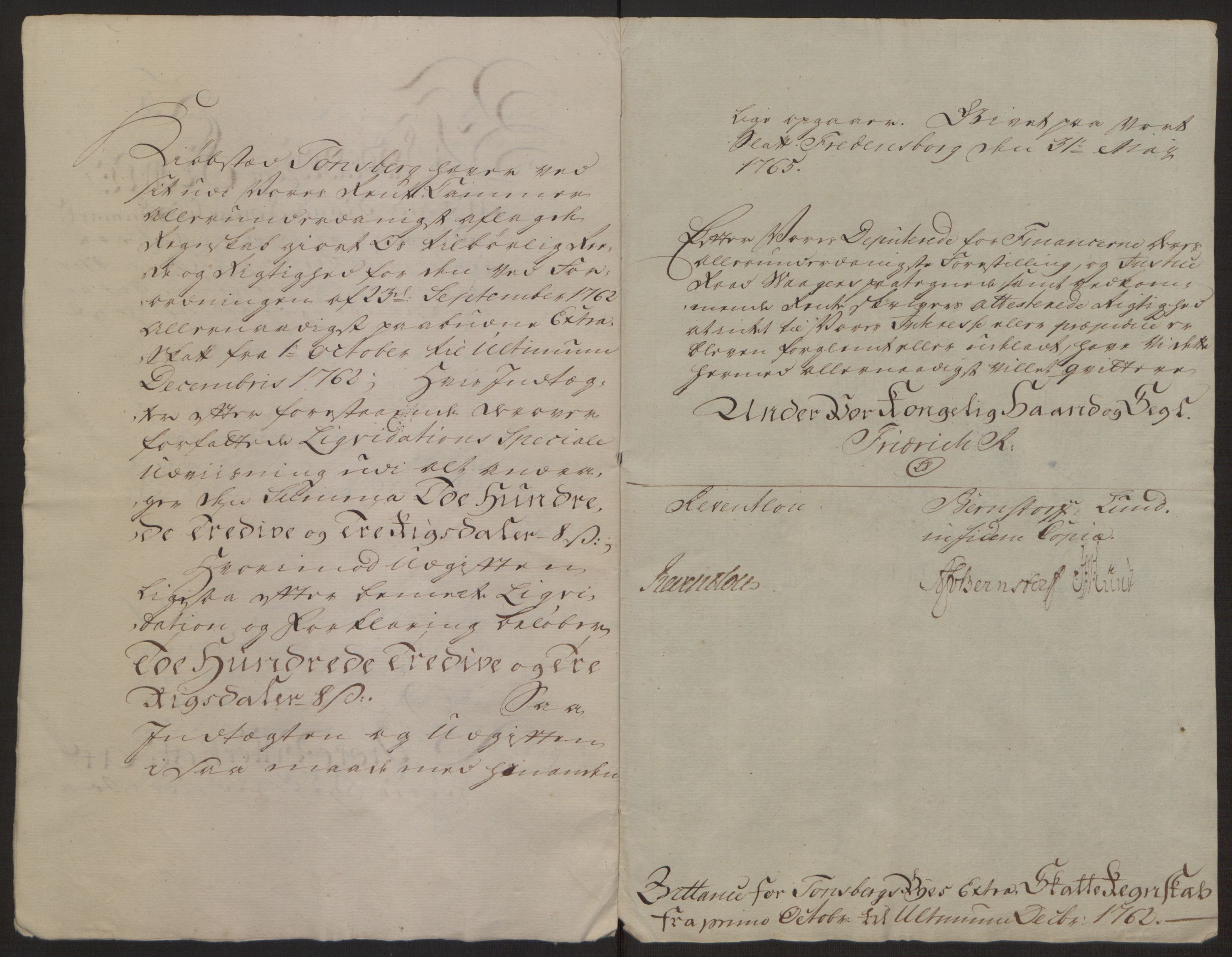 Rentekammeret inntil 1814, Reviderte regnskaper, Byregnskaper, AV/RA-EA-4066/R/Rh/L0162/0001: [H4] Kontribusjonsregnskap / Ekstraskatt, Tønsberg, 1762-1772, p. 10