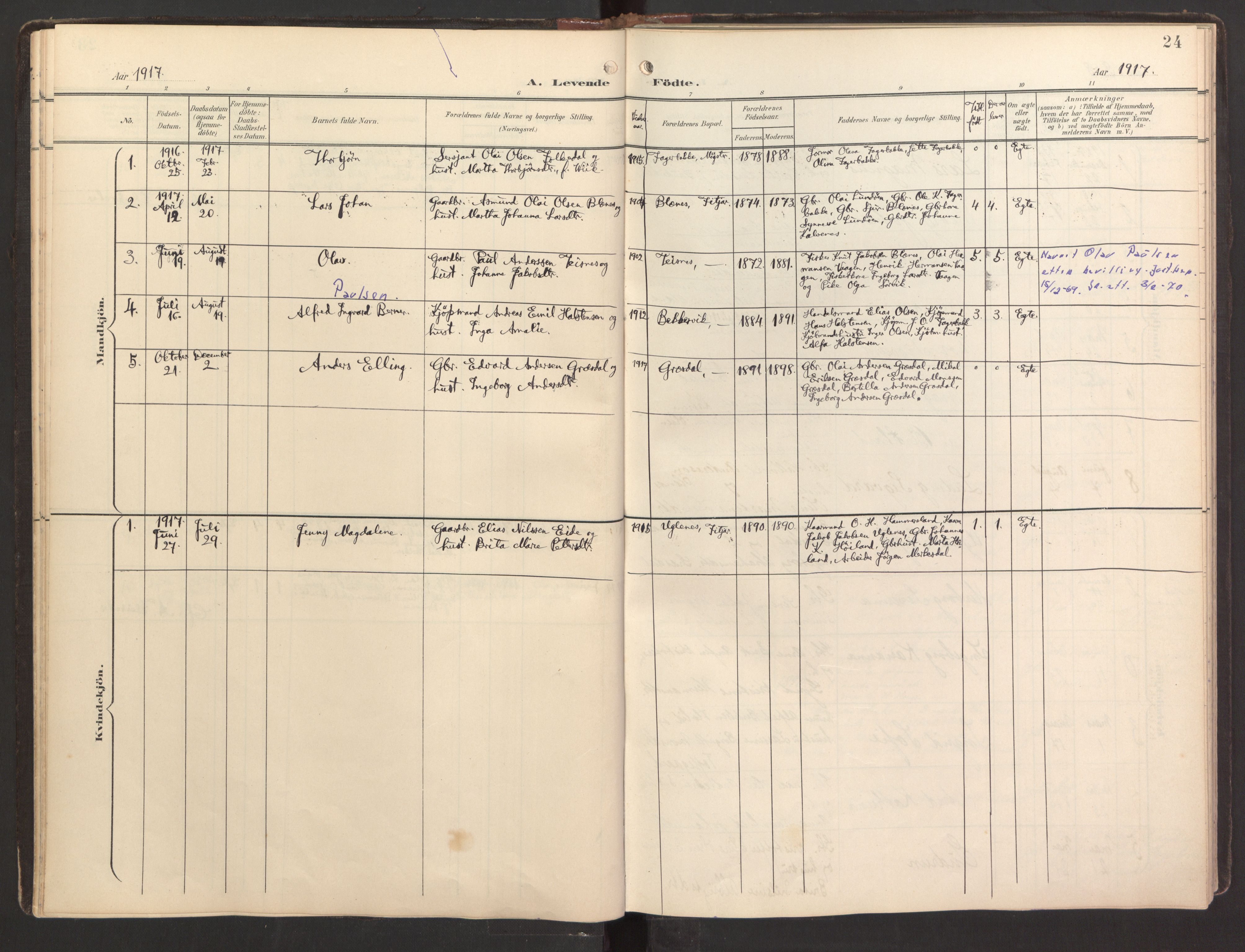 Fitjar sokneprestembete, AV/SAB-A-99926: Parish register (official) no. B 1, 1900-1926, p. 24