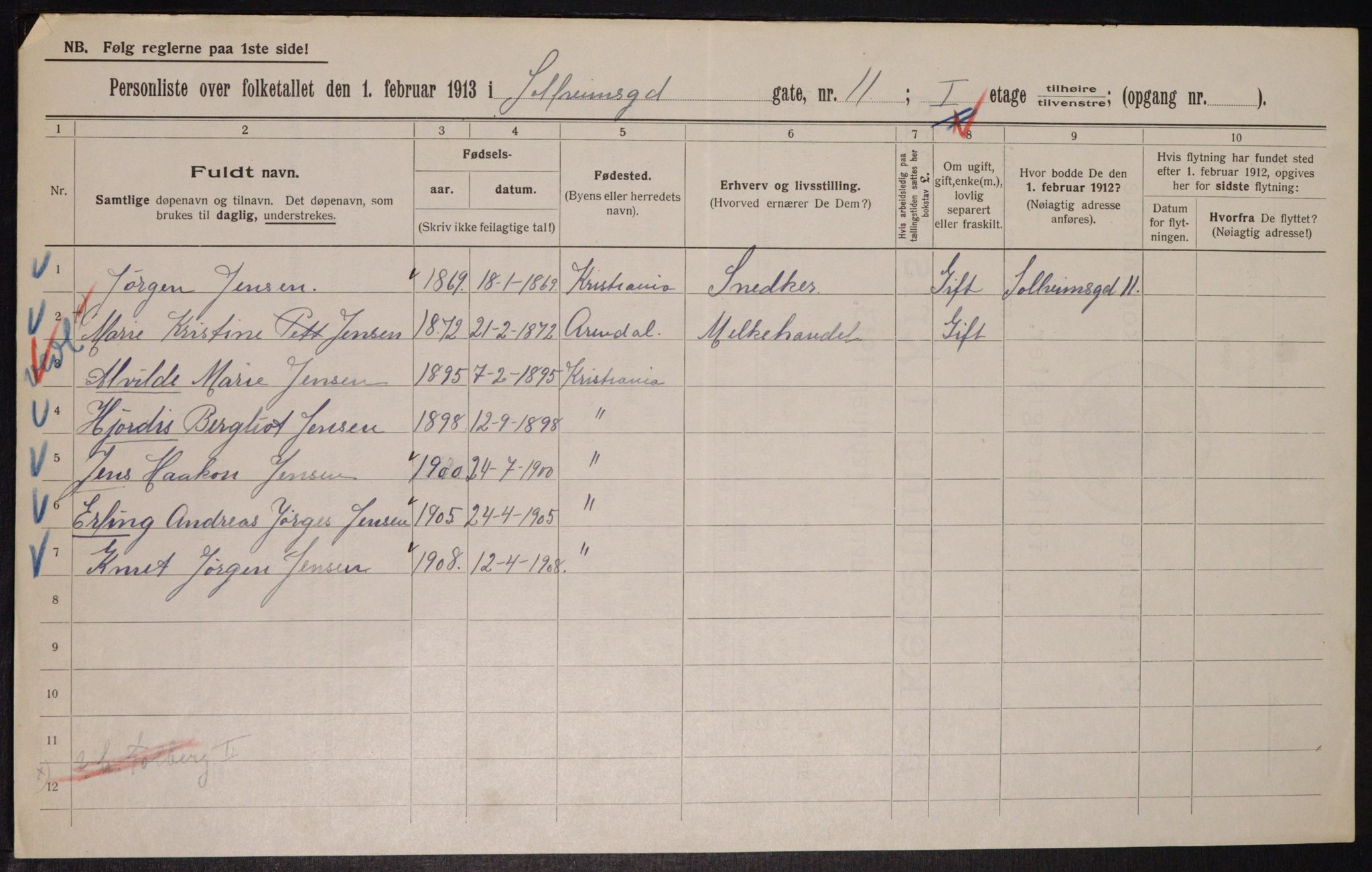 OBA, Municipal Census 1913 for Kristiania, 1913, p. 99646