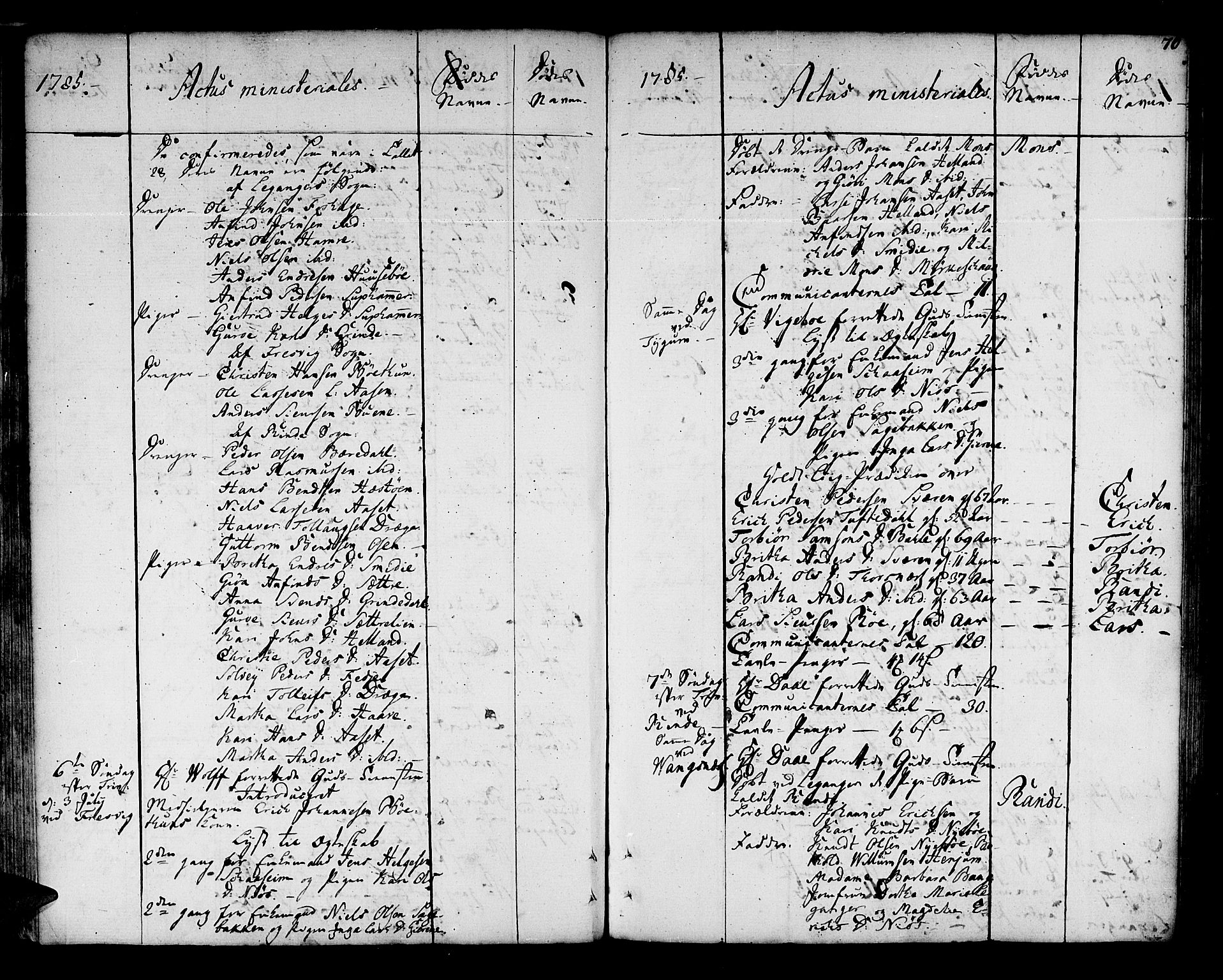 Leikanger sokneprestembete, AV/SAB-A-81001/H/Haa/Haaa/L0004: Parish register (official) no. A 4, 1770-1791, p. 70