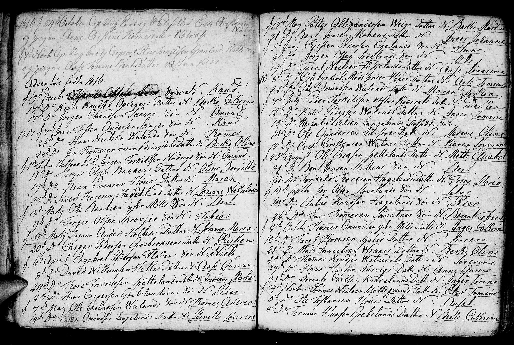 Holum sokneprestkontor, SAK/1111-0022/F/Fb/Fba/L0001: Parish register (copy) no. B 1 /1, 1770-1820, p. 86