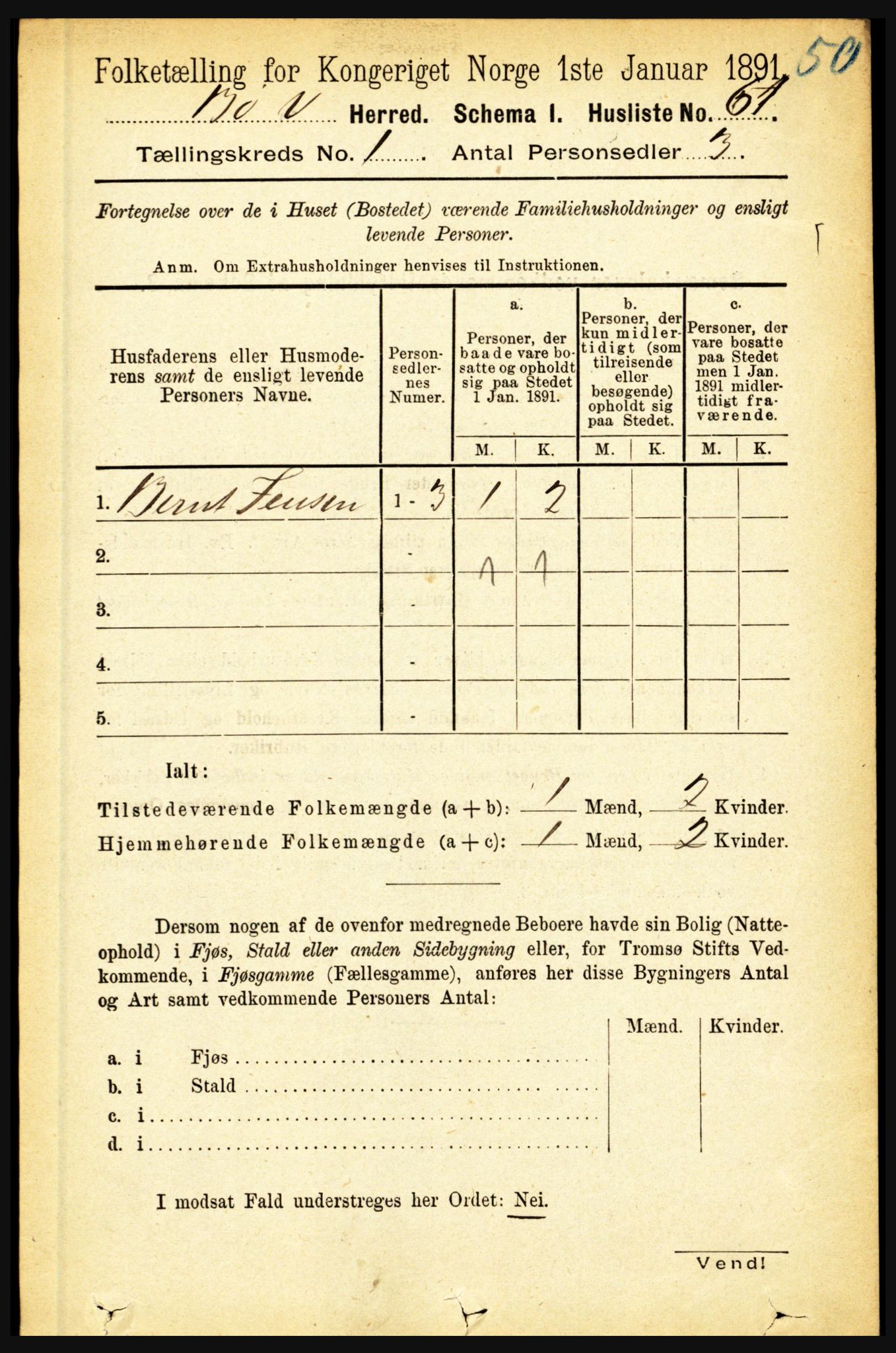 RA, 1891 census for 1867 Bø, 1891, p. 89