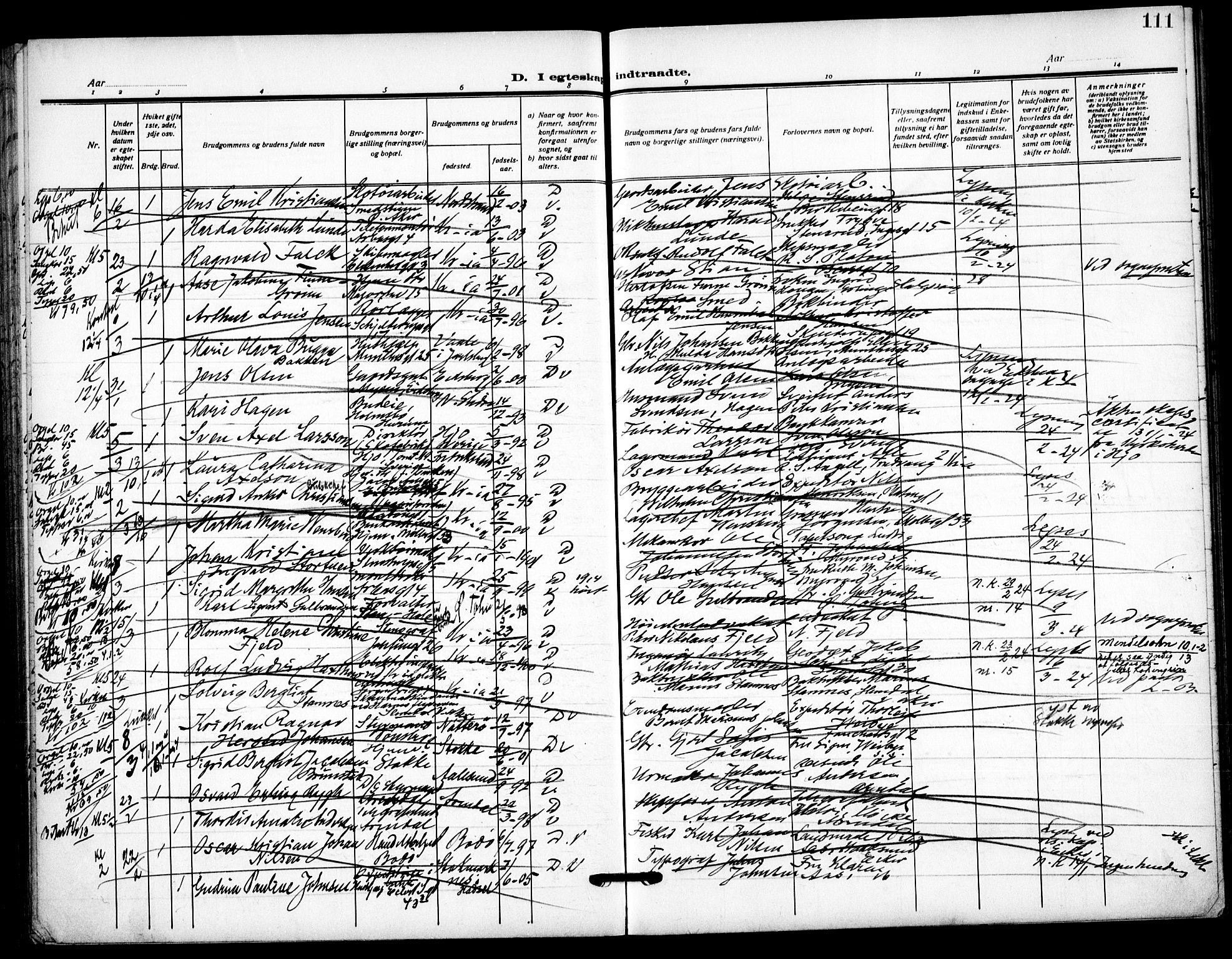 Uranienborg prestekontor Kirkebøker, SAO/A-10877/H/Ha/L0005: Banns register no. I 5, 1915-1928, p. 111