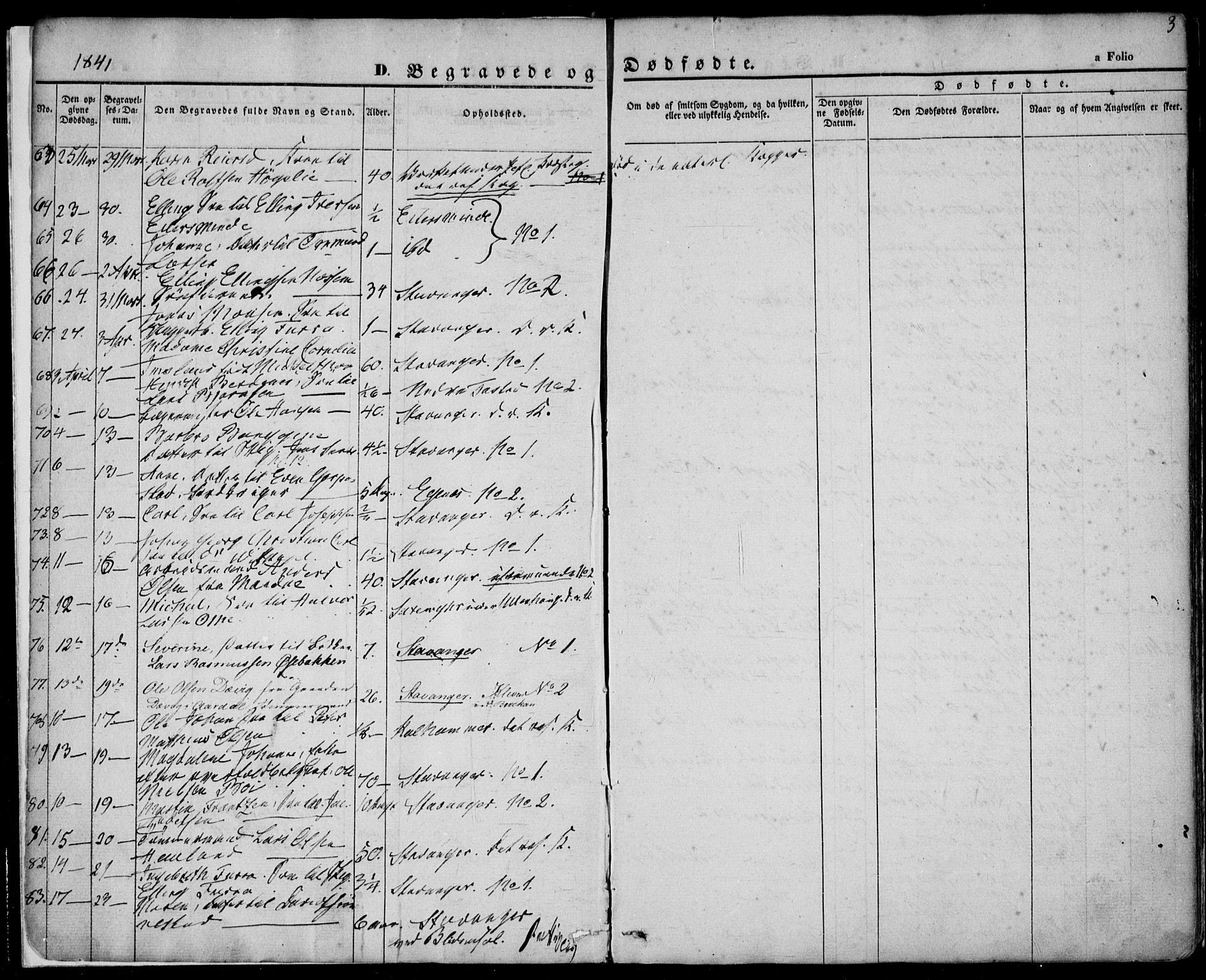 Domkirken sokneprestkontor, SAST/A-101812/001/30/30BA/L0014: Parish register (official) no. A 13, 1841-1851, p. 3