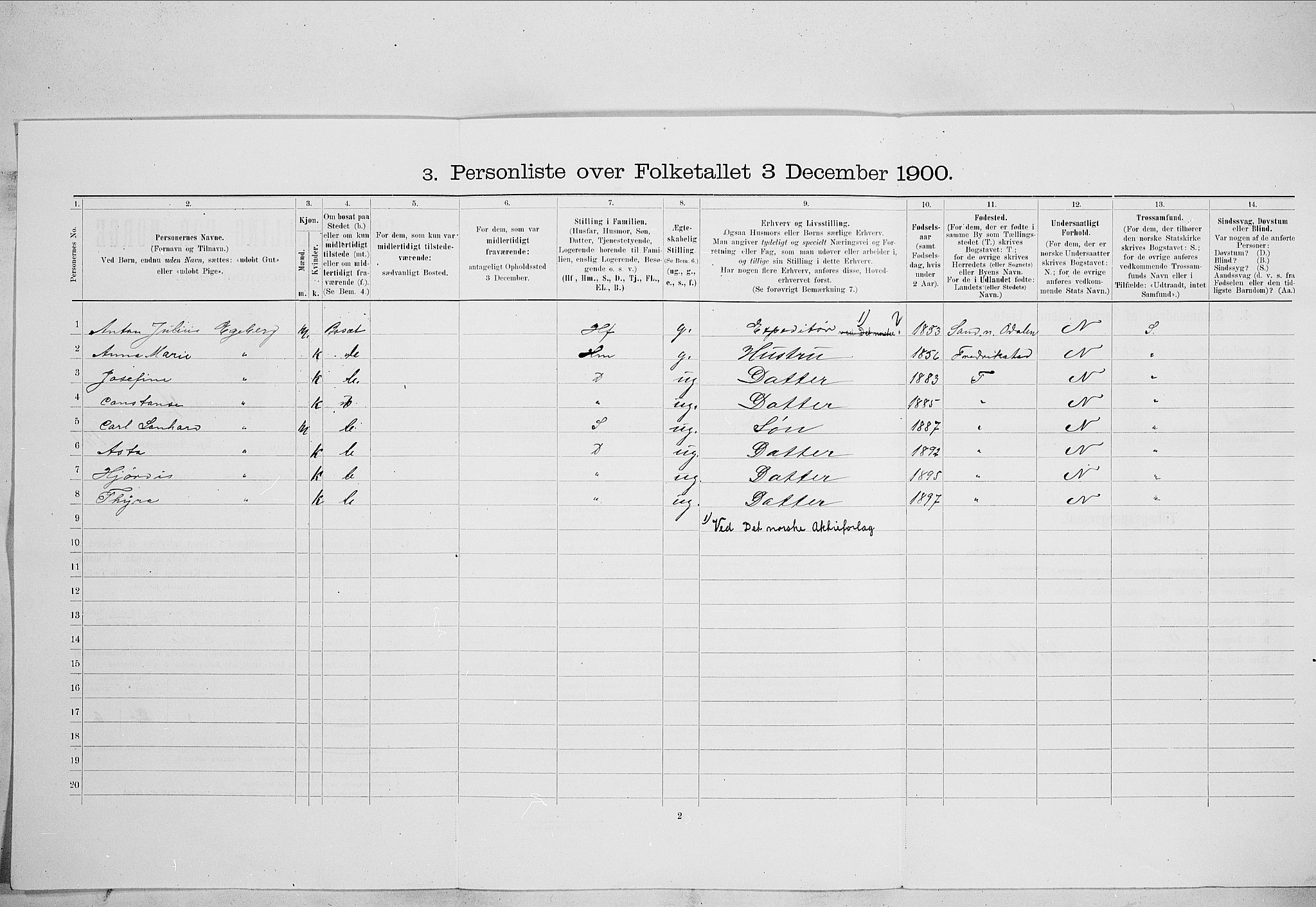 SAO, 1900 census for Kristiania, 1900, p. 52238