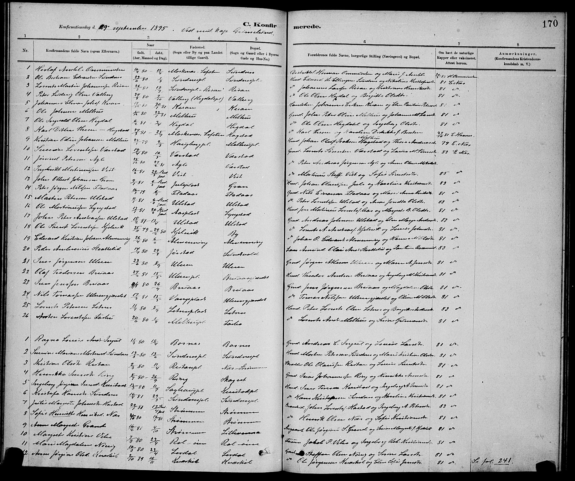 Ministerialprotokoller, klokkerbøker og fødselsregistre - Nord-Trøndelag, SAT/A-1458/730/L0301: Parish register (copy) no. 730C04, 1880-1897, p. 170