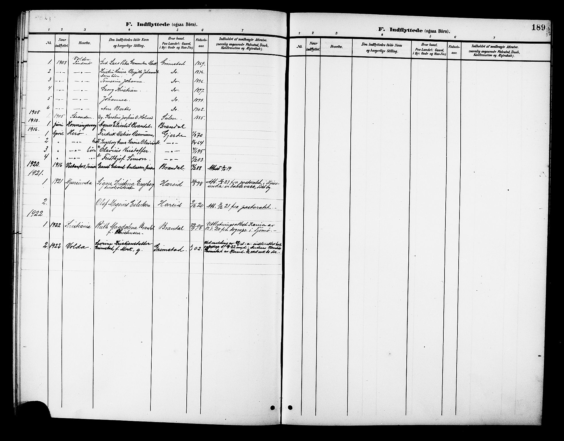 Ministerialprotokoller, klokkerbøker og fødselsregistre - Møre og Romsdal, SAT/A-1454/510/L0126: Parish register (copy) no. 510C03, 1900-1922, p. 189