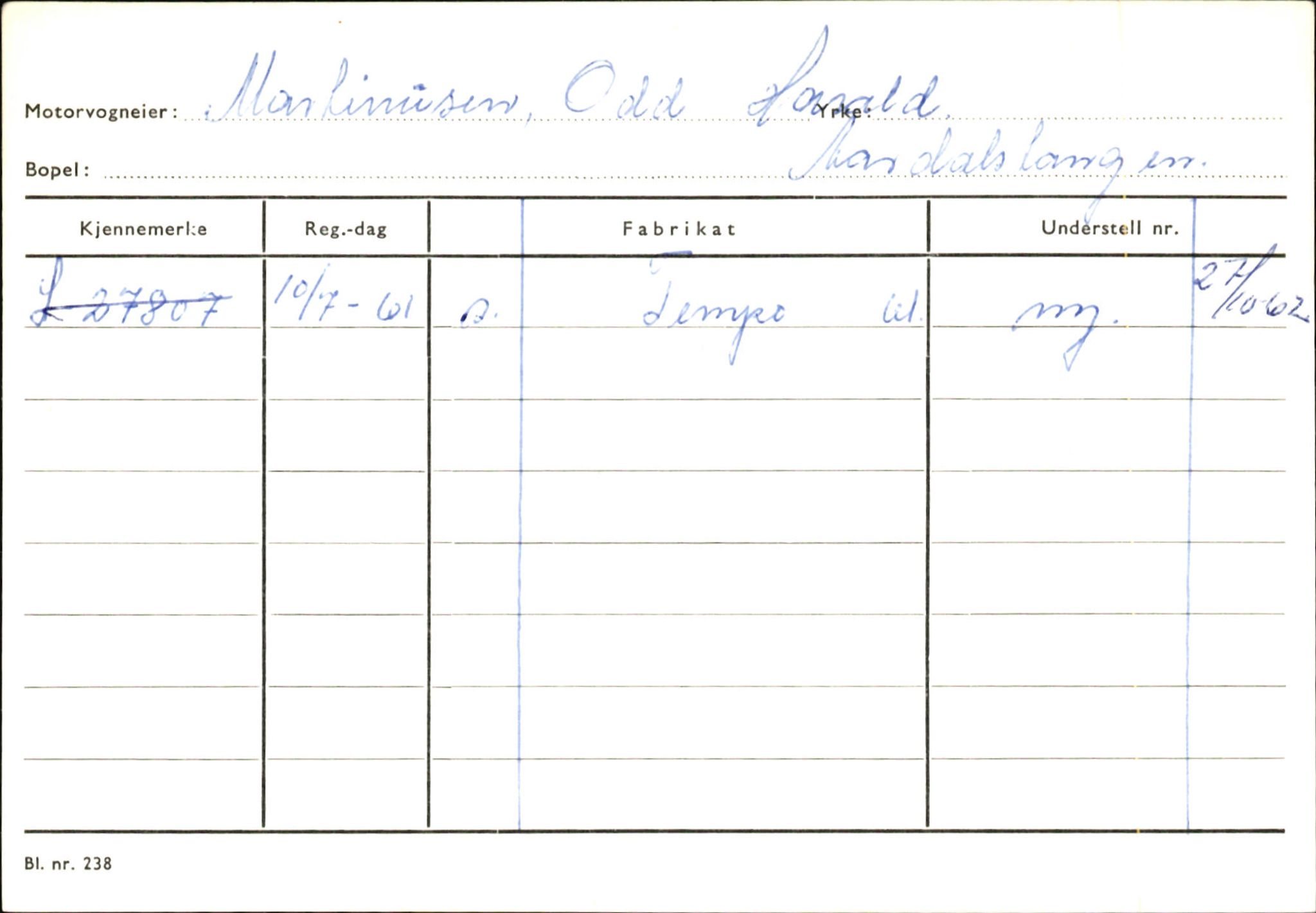 Statens vegvesen, Sogn og Fjordane vegkontor, SAB/A-5301/4/F/L0145: Registerkort Vågsøy S-Å. Årdal I-P, 1945-1975, p. 1639