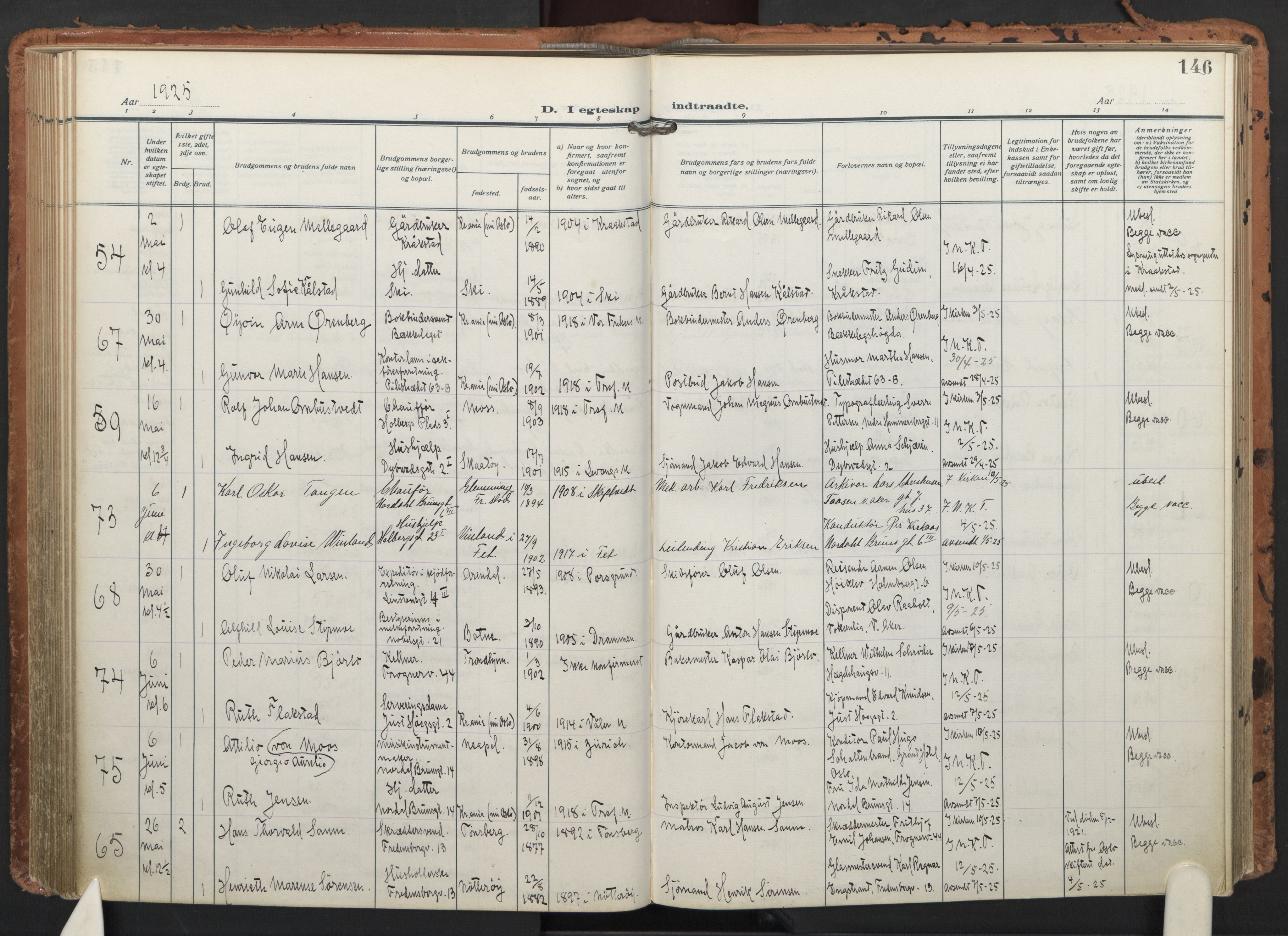 Trefoldighet prestekontor Kirkebøker, AV/SAO-A-10882/F/Fc/L0008: Parish register (official) no. III 8, 1920-1932, p. 146