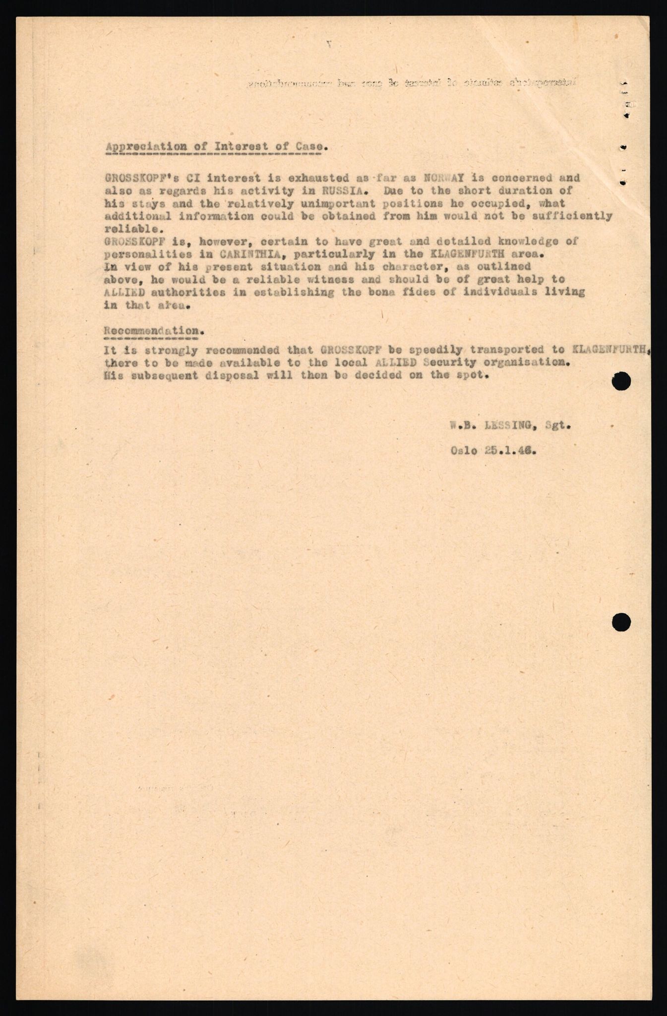 Forsvaret, Forsvarets overkommando II, RA/RAFA-3915/D/Db/L0038: CI Questionaires. Tyske okkupasjonsstyrker i Norge. Østerrikere., 1945-1946, p. 365