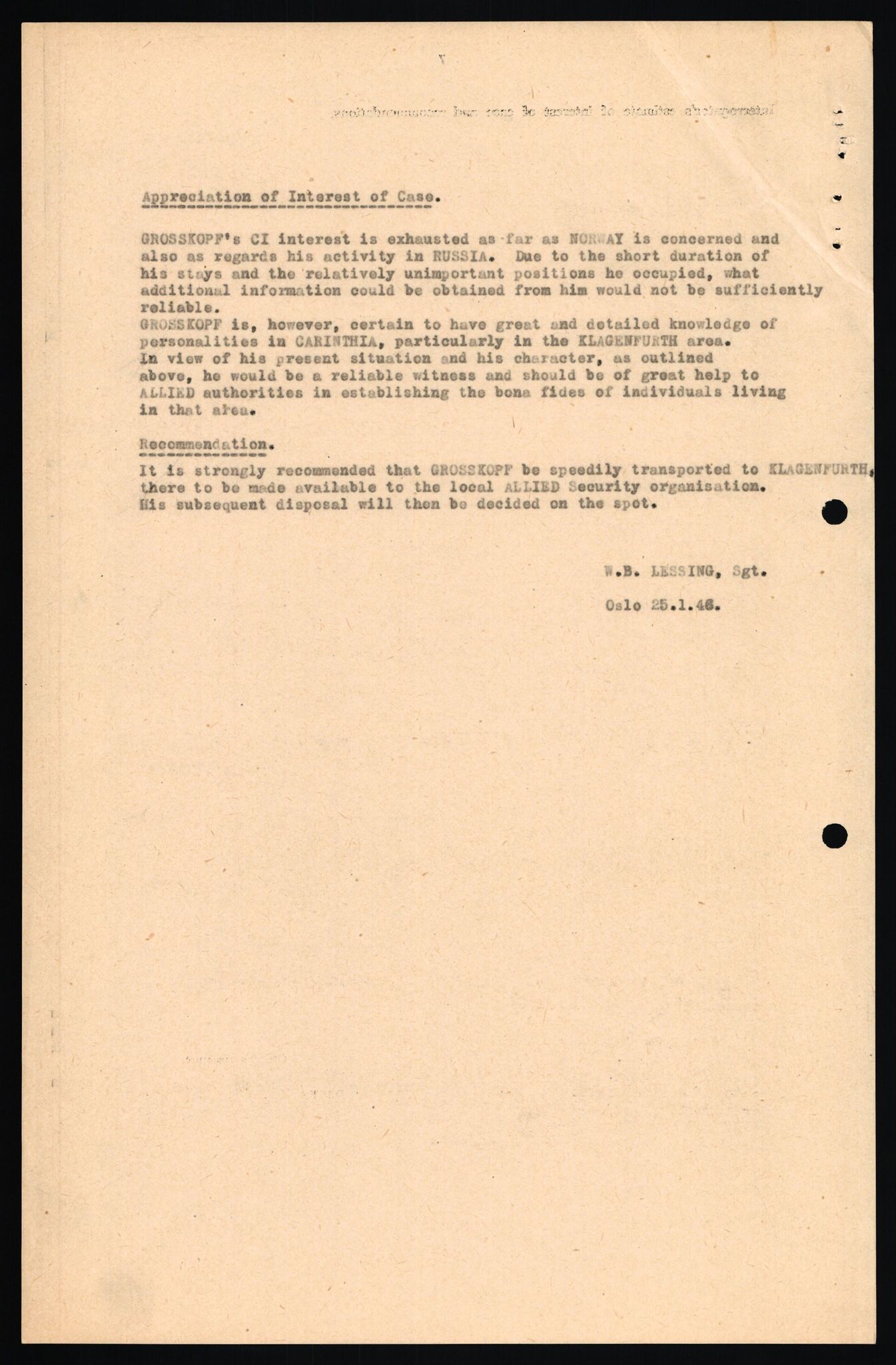 Forsvaret, Forsvarets overkommando II, AV/RA-RAFA-3915/D/Db/L0038: CI Questionaires. Tyske okkupasjonsstyrker i Norge. Østerrikere., 1945-1946, p. 365