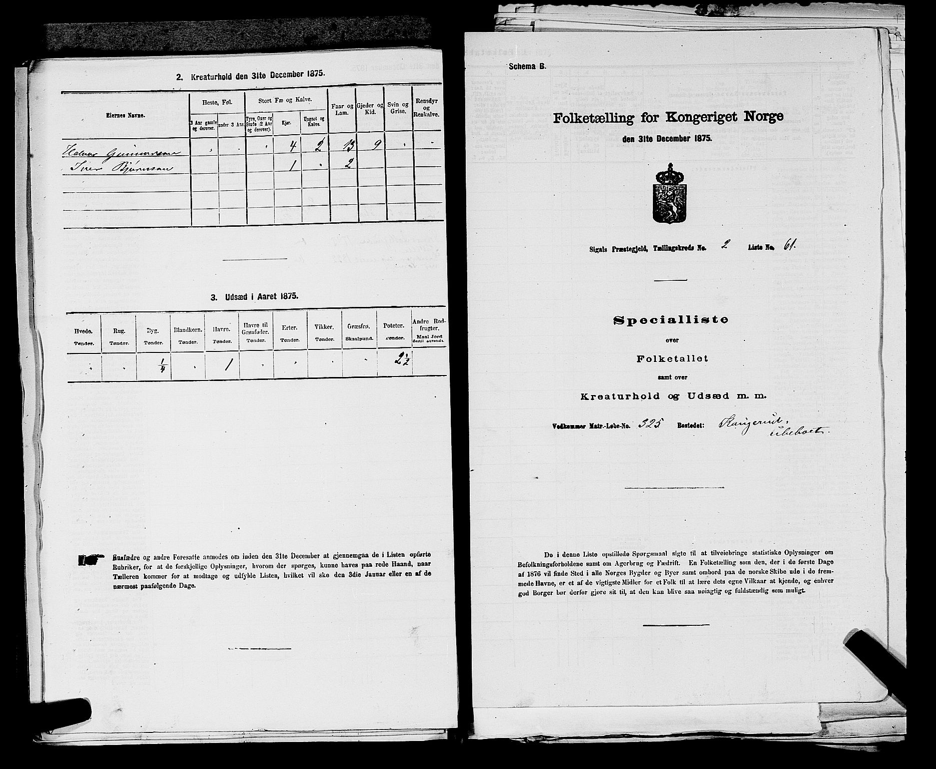 SAKO, 1875 census for 0621P Sigdal, 1875, p. 2129