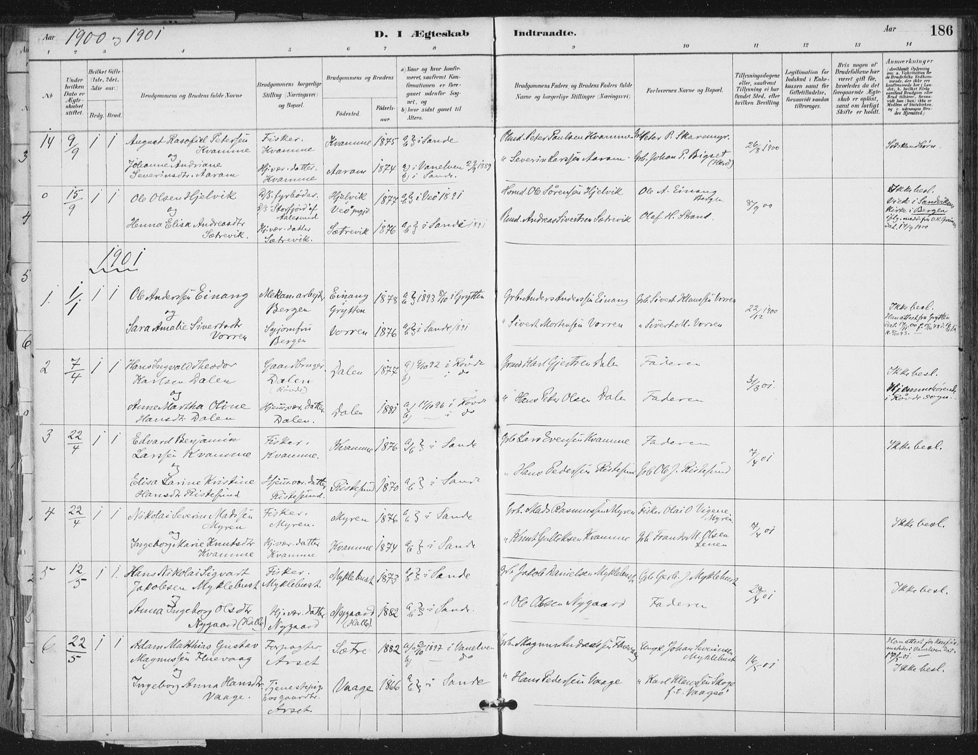 Ministerialprotokoller, klokkerbøker og fødselsregistre - Møre og Romsdal, AV/SAT-A-1454/503/L0037: Parish register (official) no. 503A05, 1884-1900, p. 186