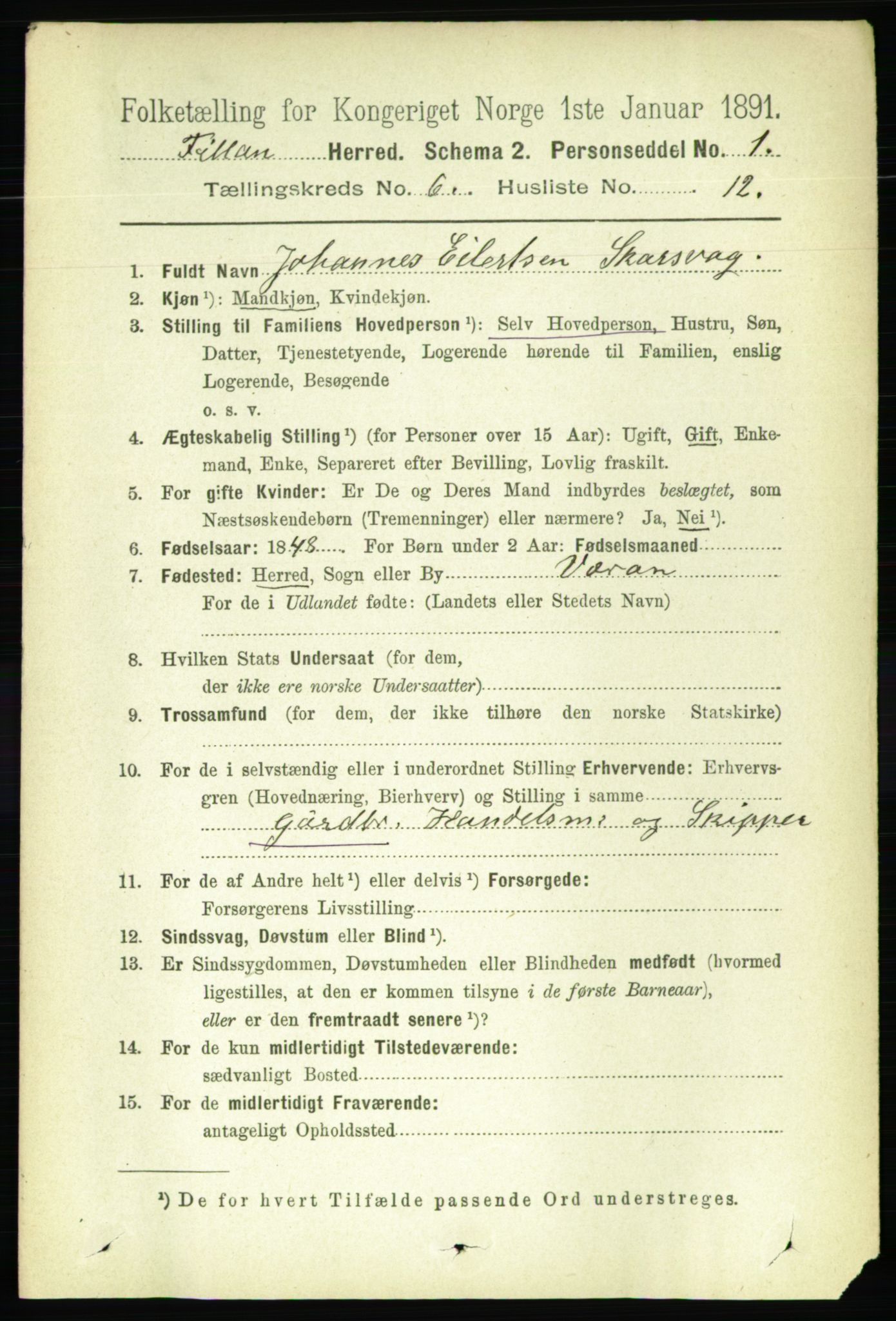 RA, 1891 census for 1616 Fillan, 1891, p. 1341