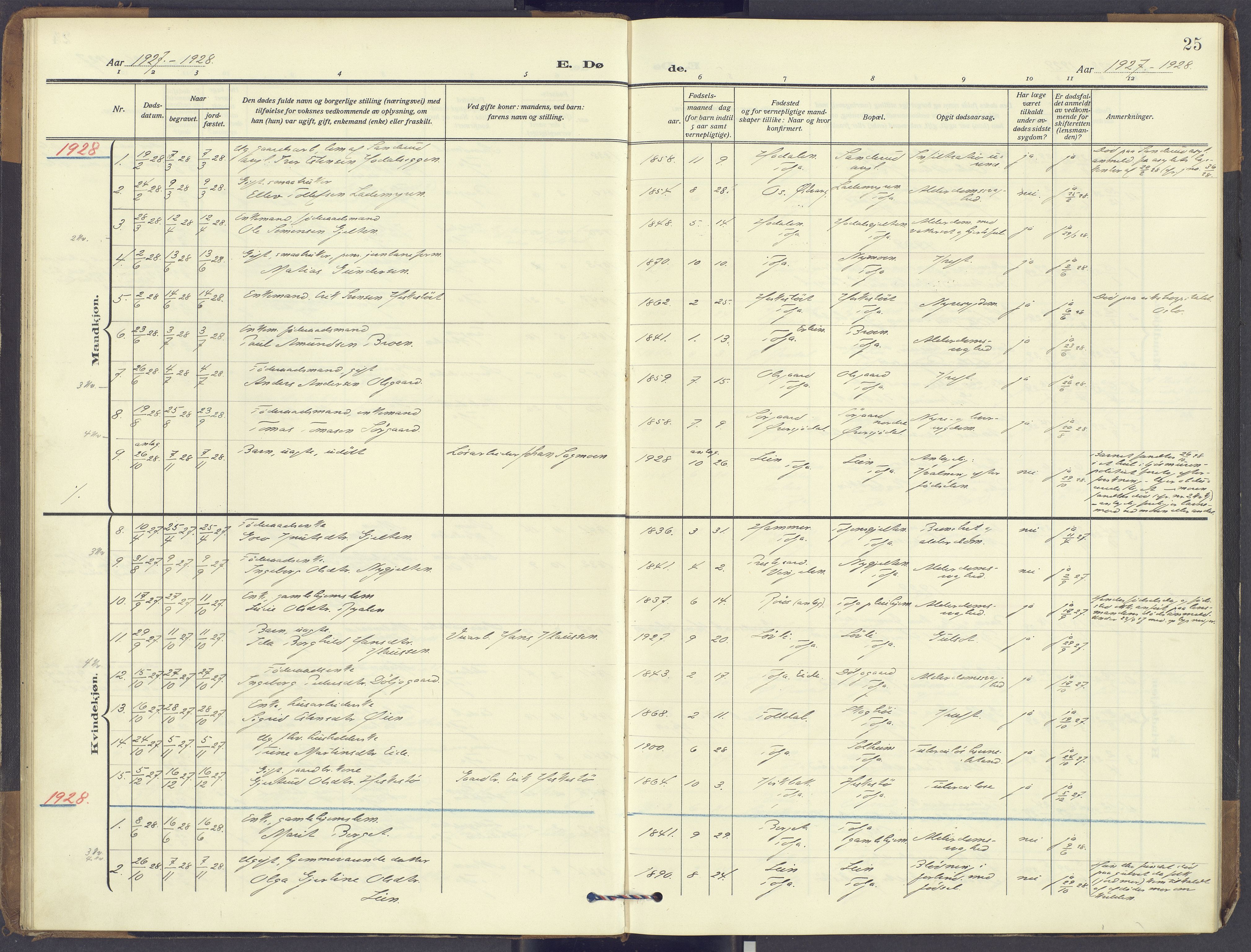 Tolga prestekontor, SAH/PREST-062/K/L0018: Parish register (official) no. 18, 1911-1989, p. 25