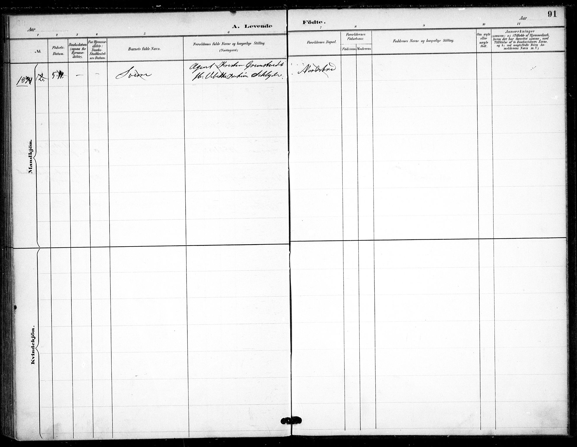 Østre Aker prestekontor Kirkebøker, SAO/A-10840/F/Fa/L0009: Parish register (official) no. I 9, 1890-1894, p. 91