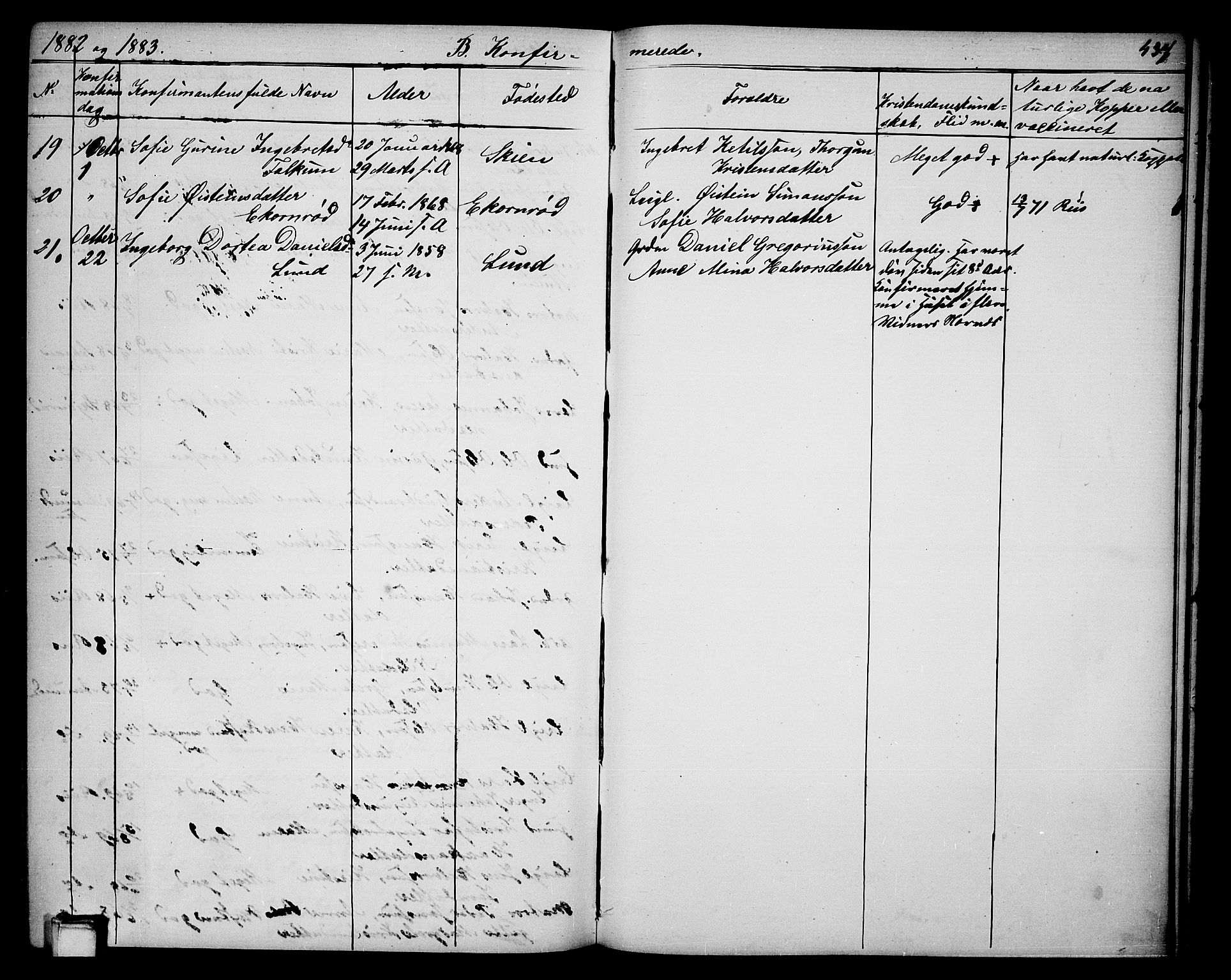 Gjerpen kirkebøker, AV/SAKO-A-265/G/Ga/L0001: Parish register (copy) no. I 1, 1864-1882, p. 437