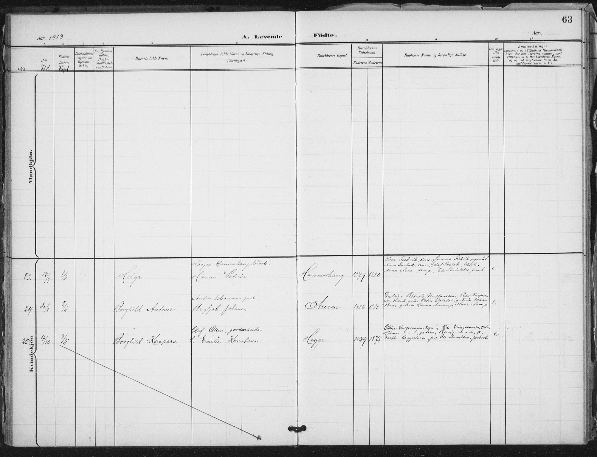 Ministerialprotokoller, klokkerbøker og fødselsregistre - Nord-Trøndelag, AV/SAT-A-1458/712/L0101: Parish register (official) no. 712A02, 1901-1916, p. 63