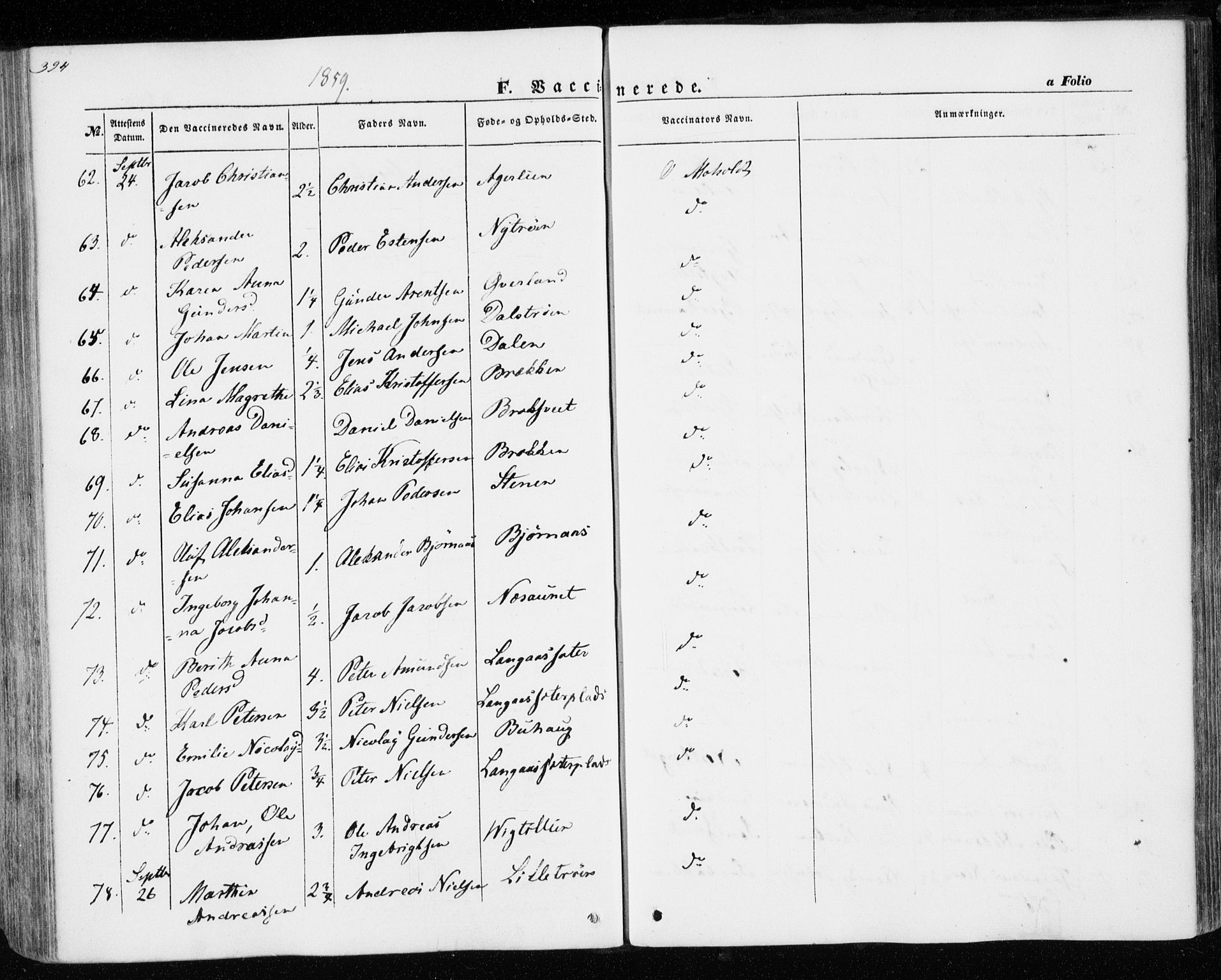 Ministerialprotokoller, klokkerbøker og fødselsregistre - Nord-Trøndelag, AV/SAT-A-1458/701/L0008: Parish register (official) no. 701A08 /1, 1854-1863, p. 394