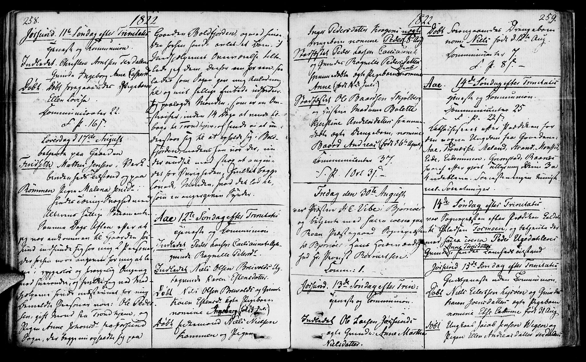 Ministerialprotokoller, klokkerbøker og fødselsregistre - Sør-Trøndelag, SAT/A-1456/655/L0674: Parish register (official) no. 655A03, 1802-1826, p. 258-259