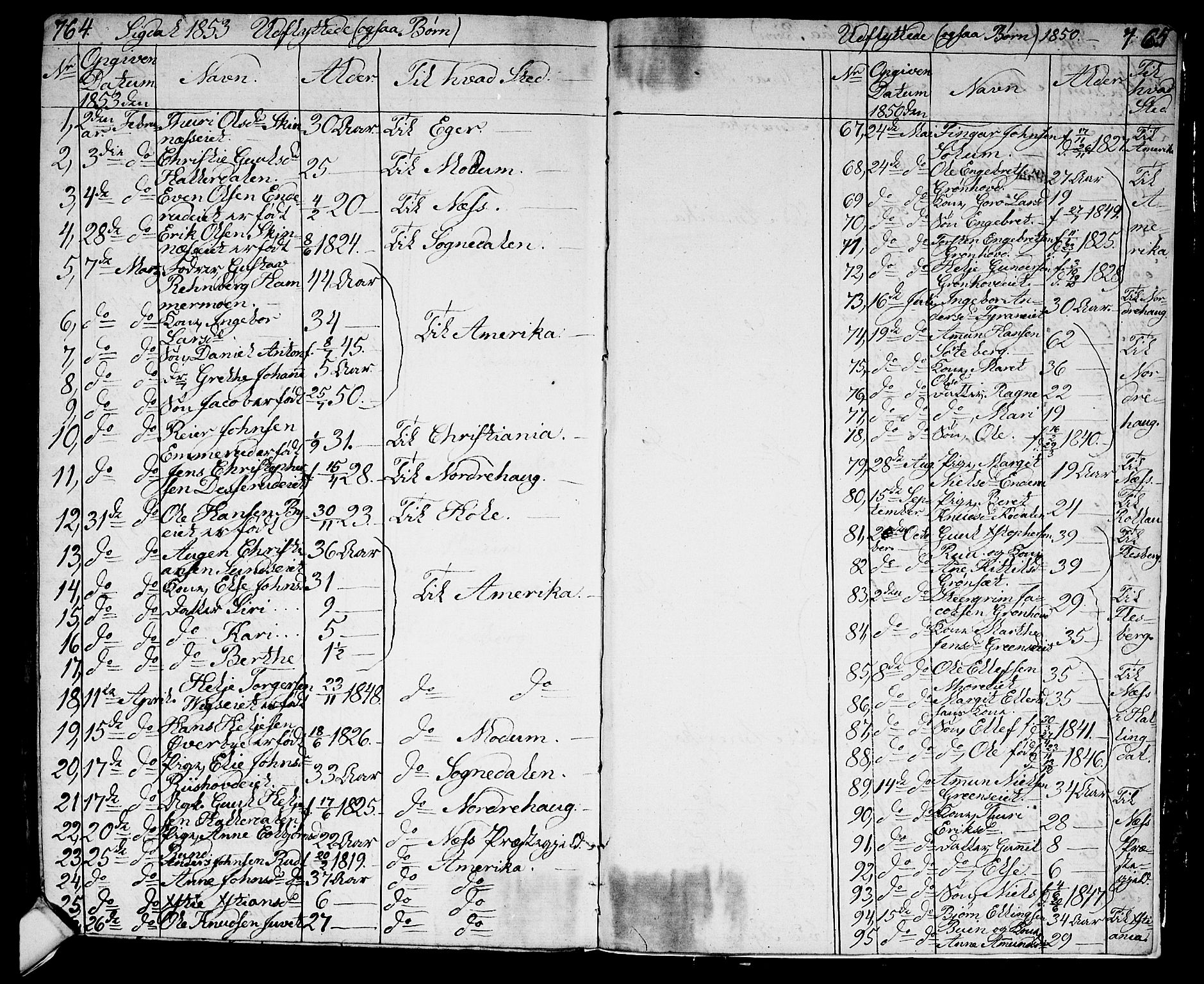 Sigdal kirkebøker, AV/SAKO-A-245/G/Ga/L0002: Parish register (copy) no. I 2, 1835-1856, p. 764-765