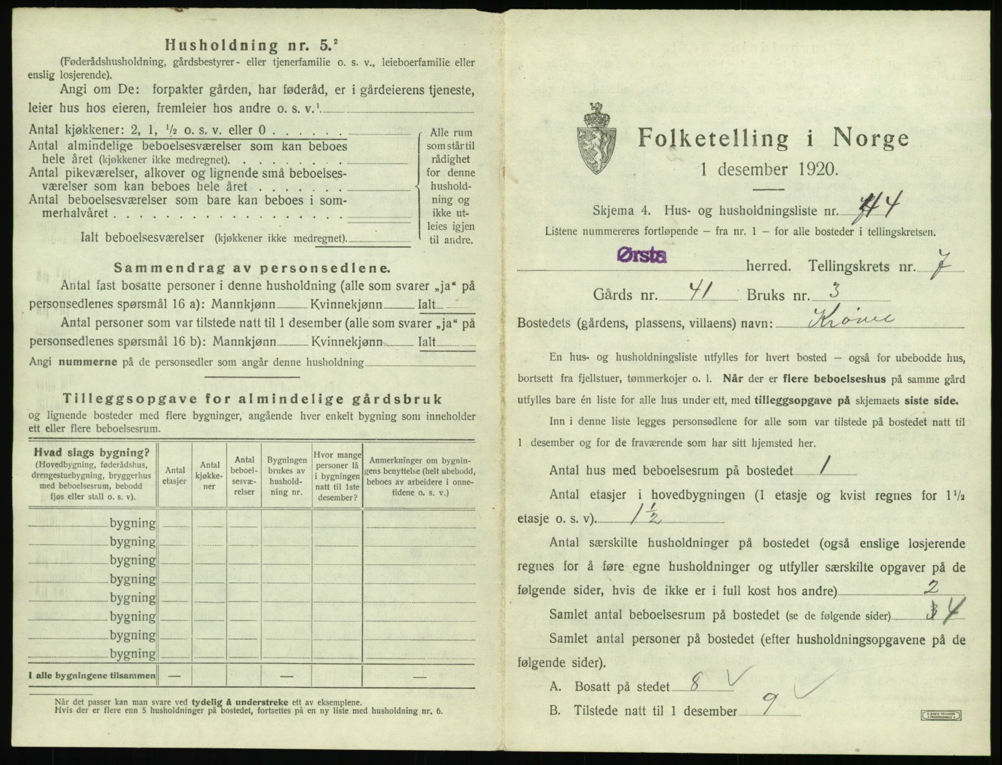 SAT, 1920 census for Ørsta, 1920, p. 782