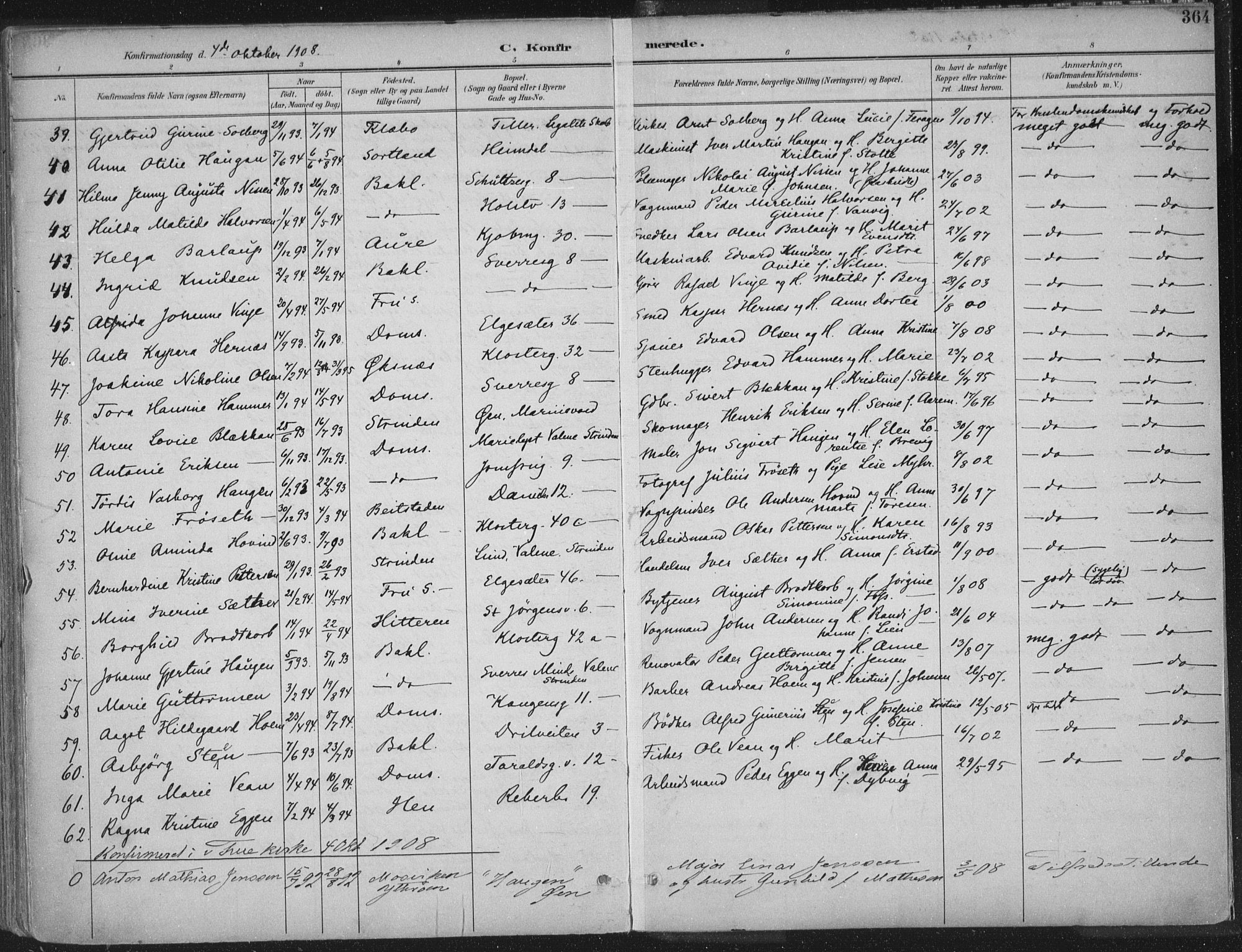 Ministerialprotokoller, klokkerbøker og fødselsregistre - Sør-Trøndelag, SAT/A-1456/601/L0062: Parish register (official) no. 601A30, 1891-1911, p. 364