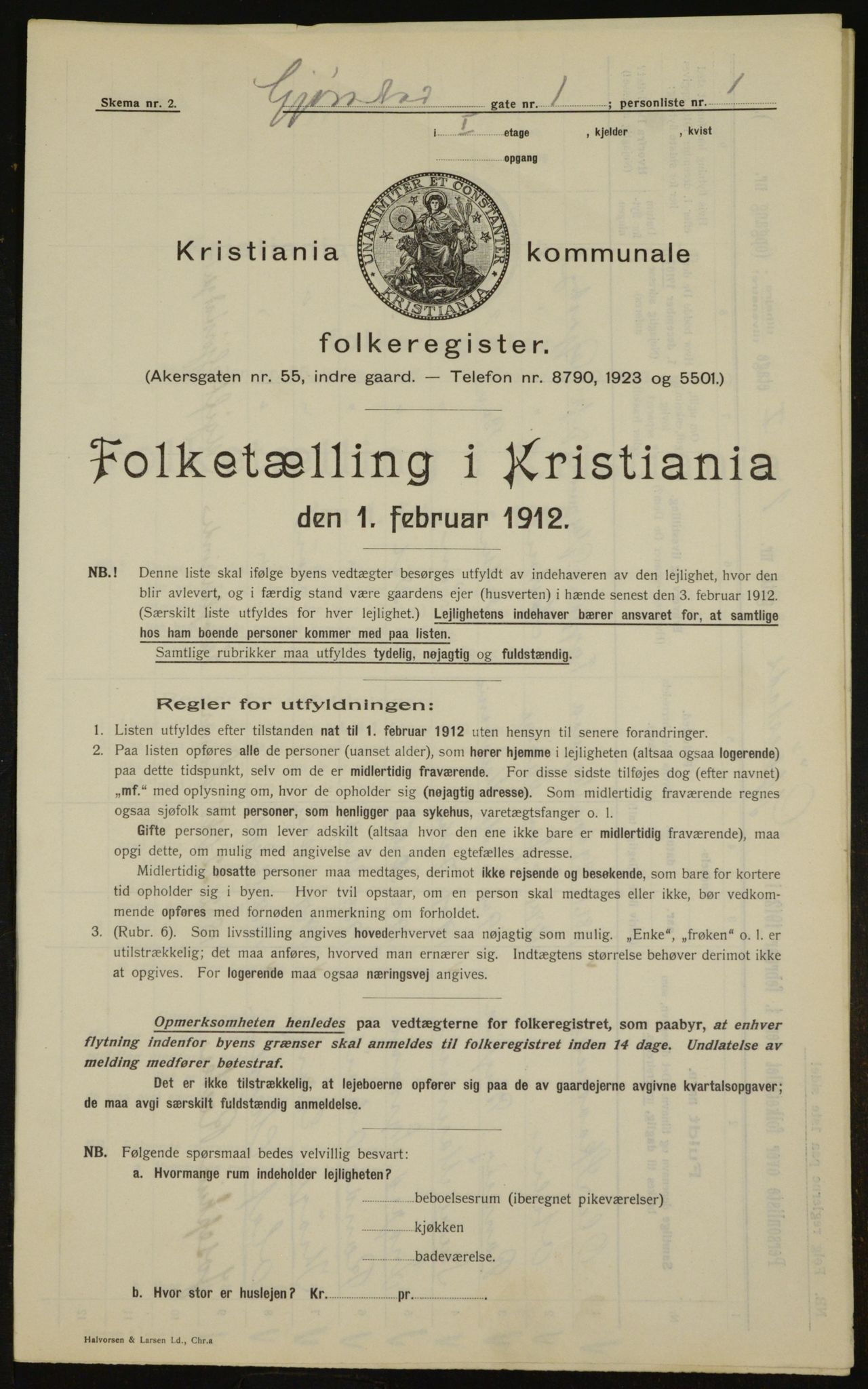 OBA, Municipal Census 1912 for Kristiania, 1912, p. 29111