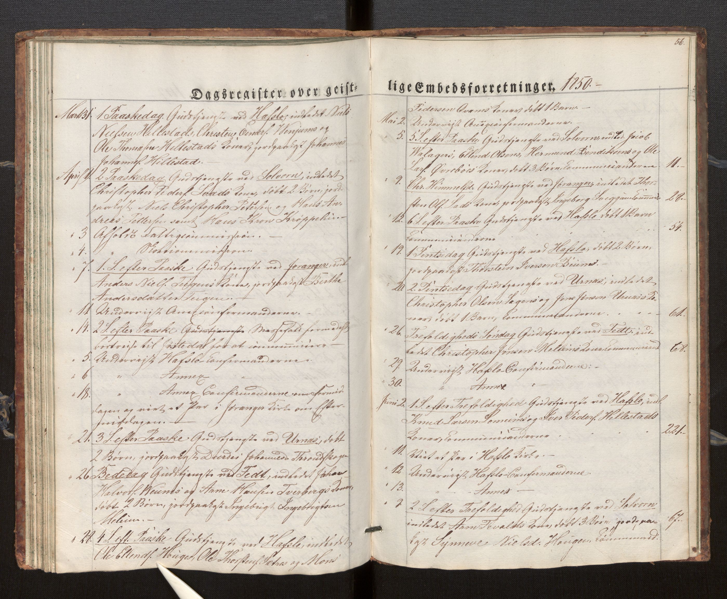 Hafslo sokneprestembete, SAB/A-80301/H/Haa/Haaf/L0001: Diary records no. F 1, 1834-1854, p. 56